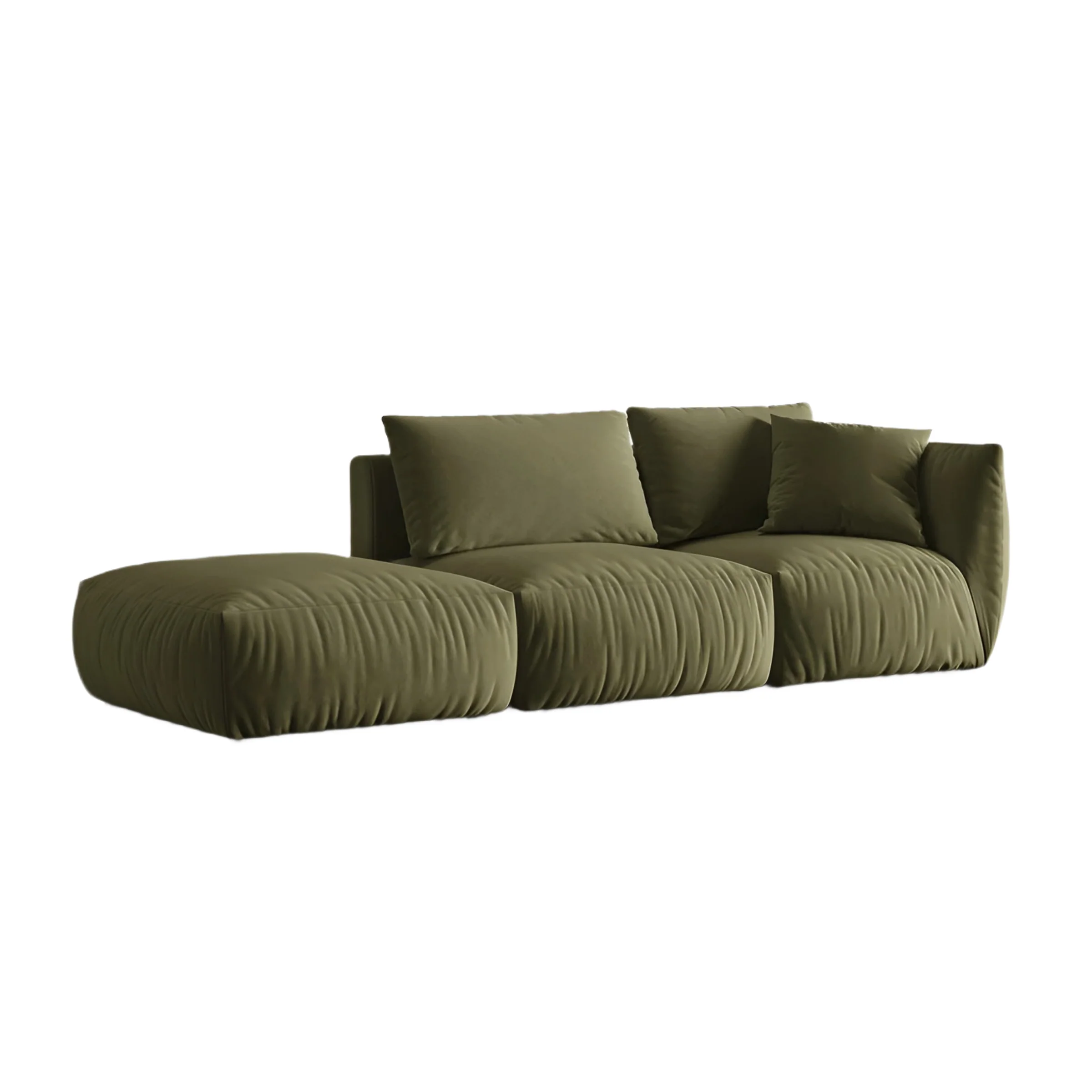 Sofa modułowa aksamitna 3-osobowa lewostronna CHRIS jasnozielony