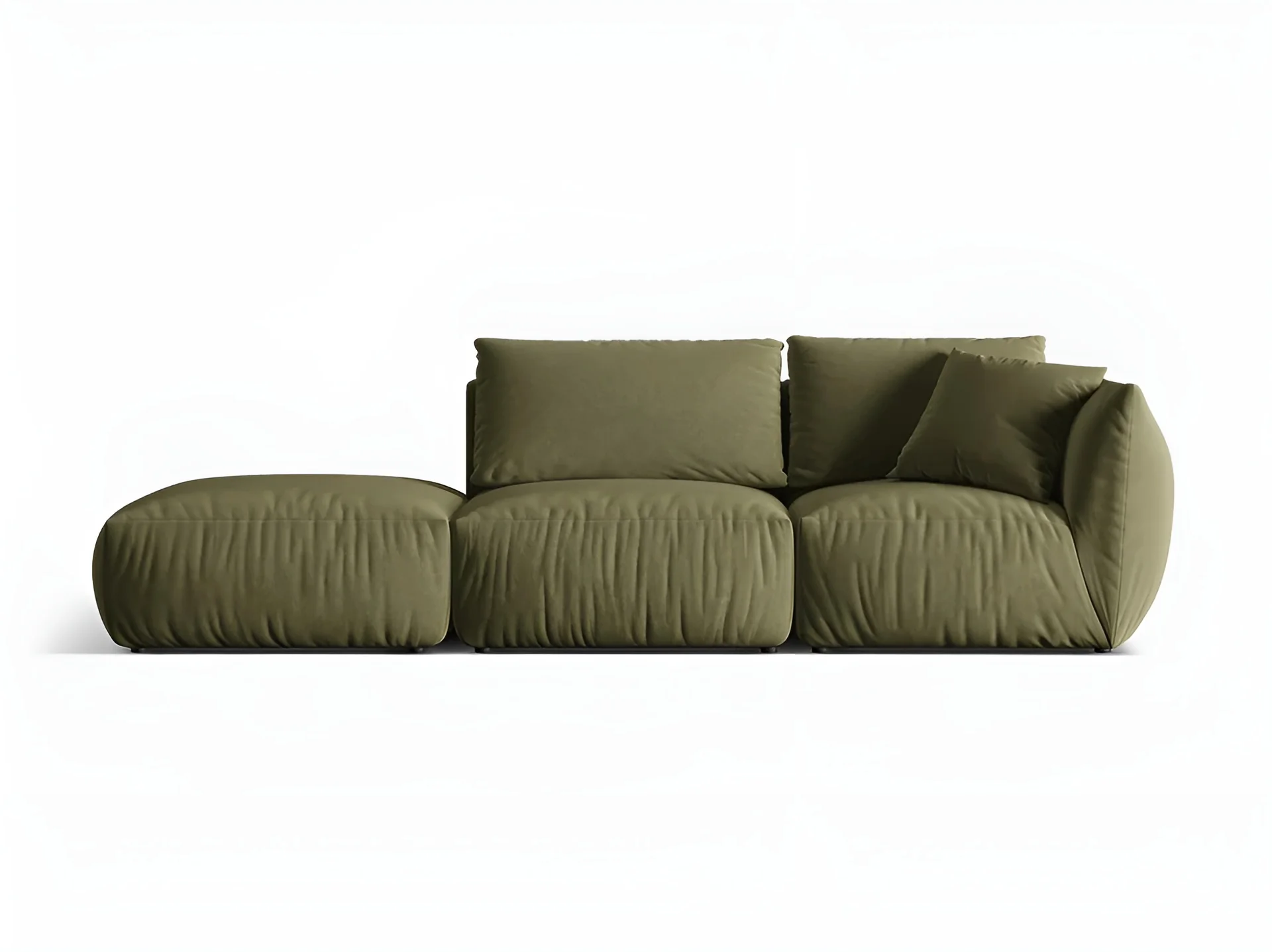 Sofa modułowa aksamitna 3-osobowa lewostronna CHRIS jasnozielony - Image 3
