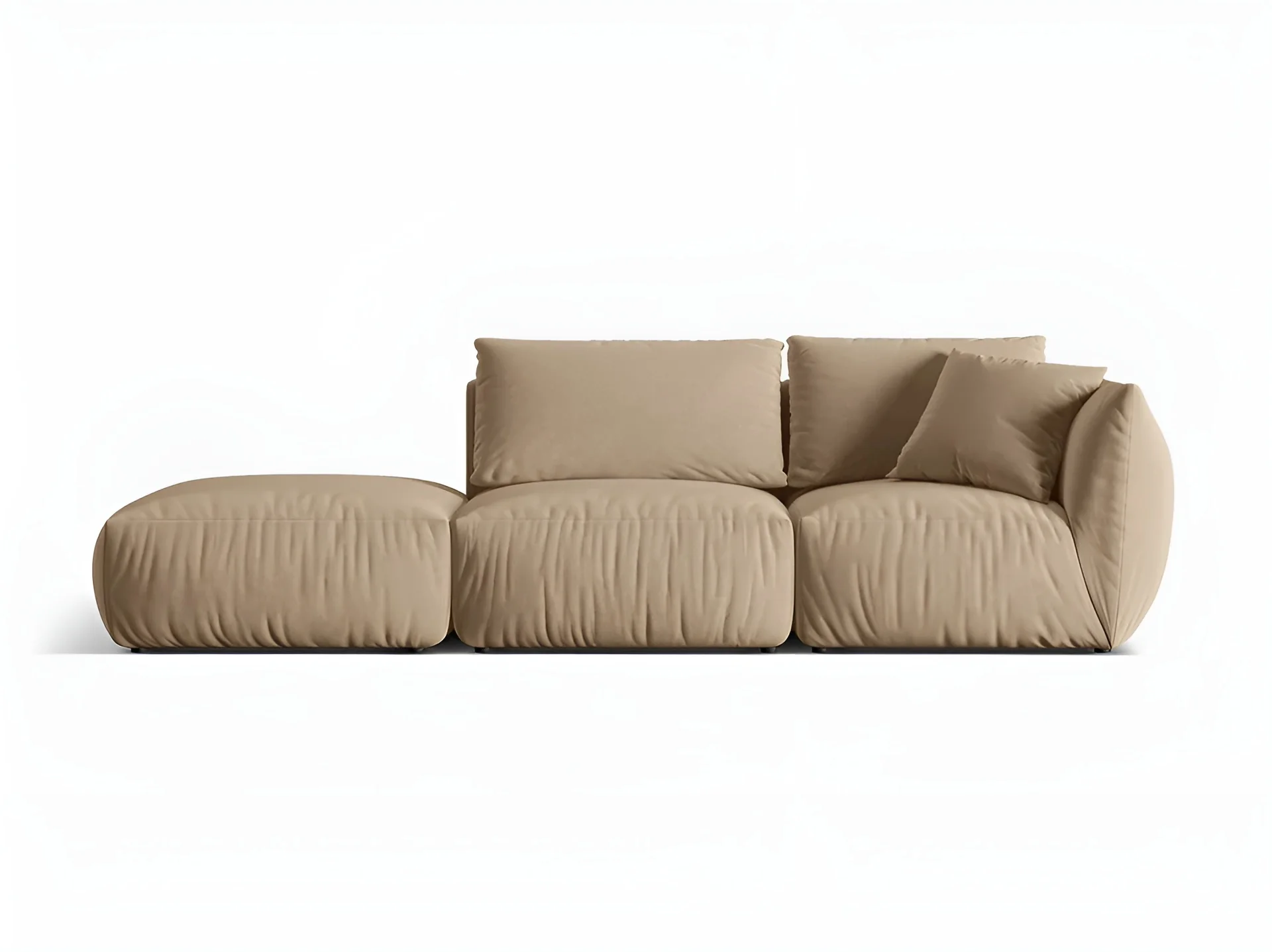 Sofa modułowa aksamitna 3-osobowa lewostronna CHRIS piaskowy - Image 3