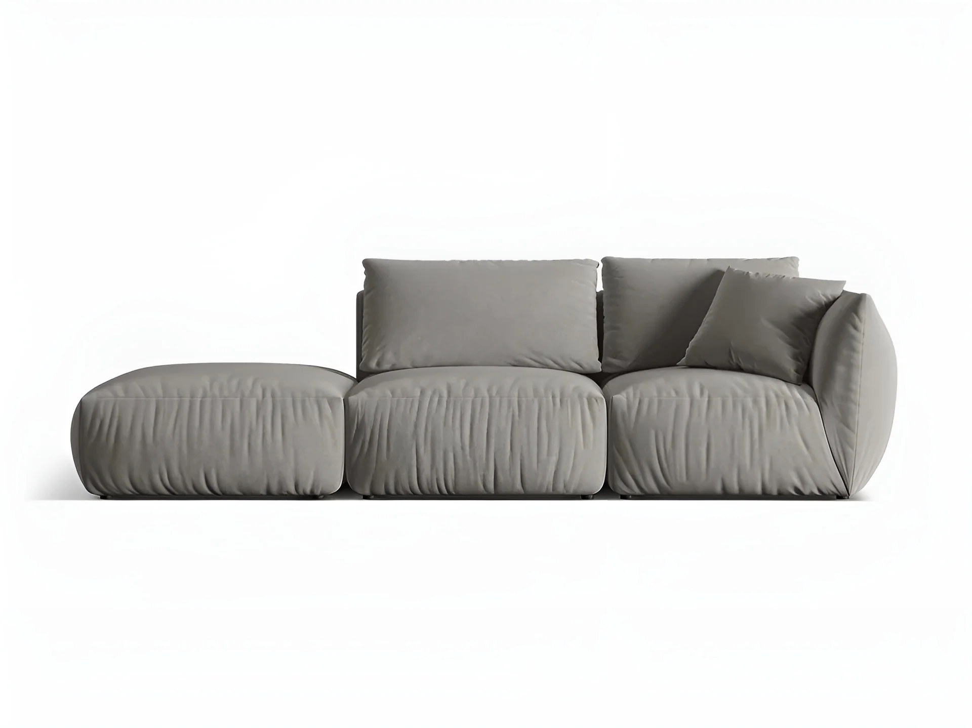 Sofa modułowa aksamitna 3-osobowa lewostronna CHRIS szary - Image 3