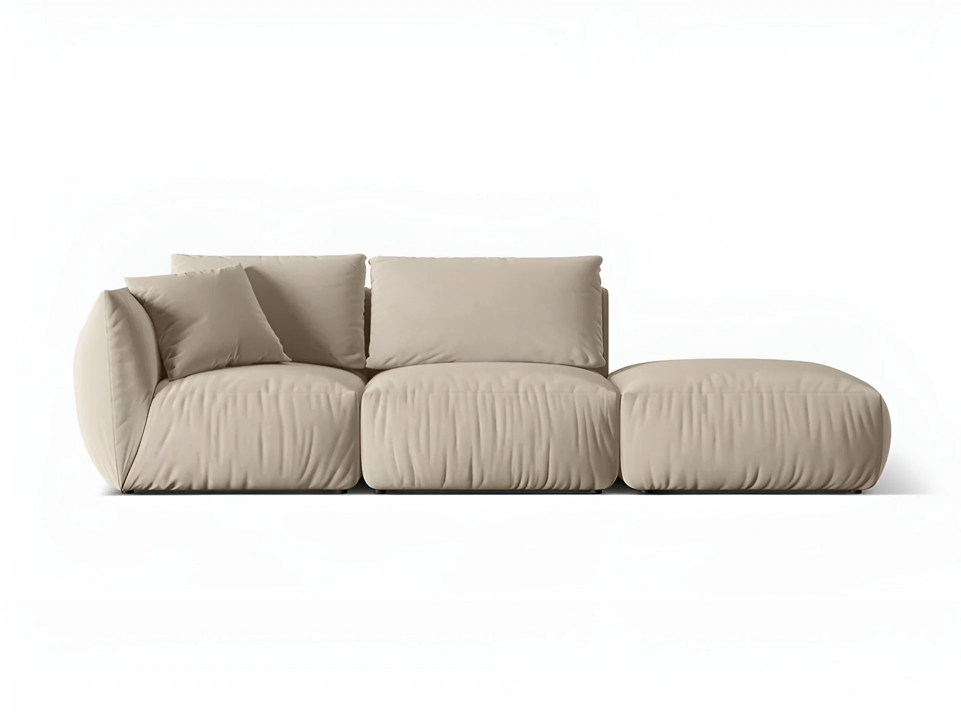 Sofa modułowa aksamitna 3-osobowa prawostronna CHRIS ecru - Image 3