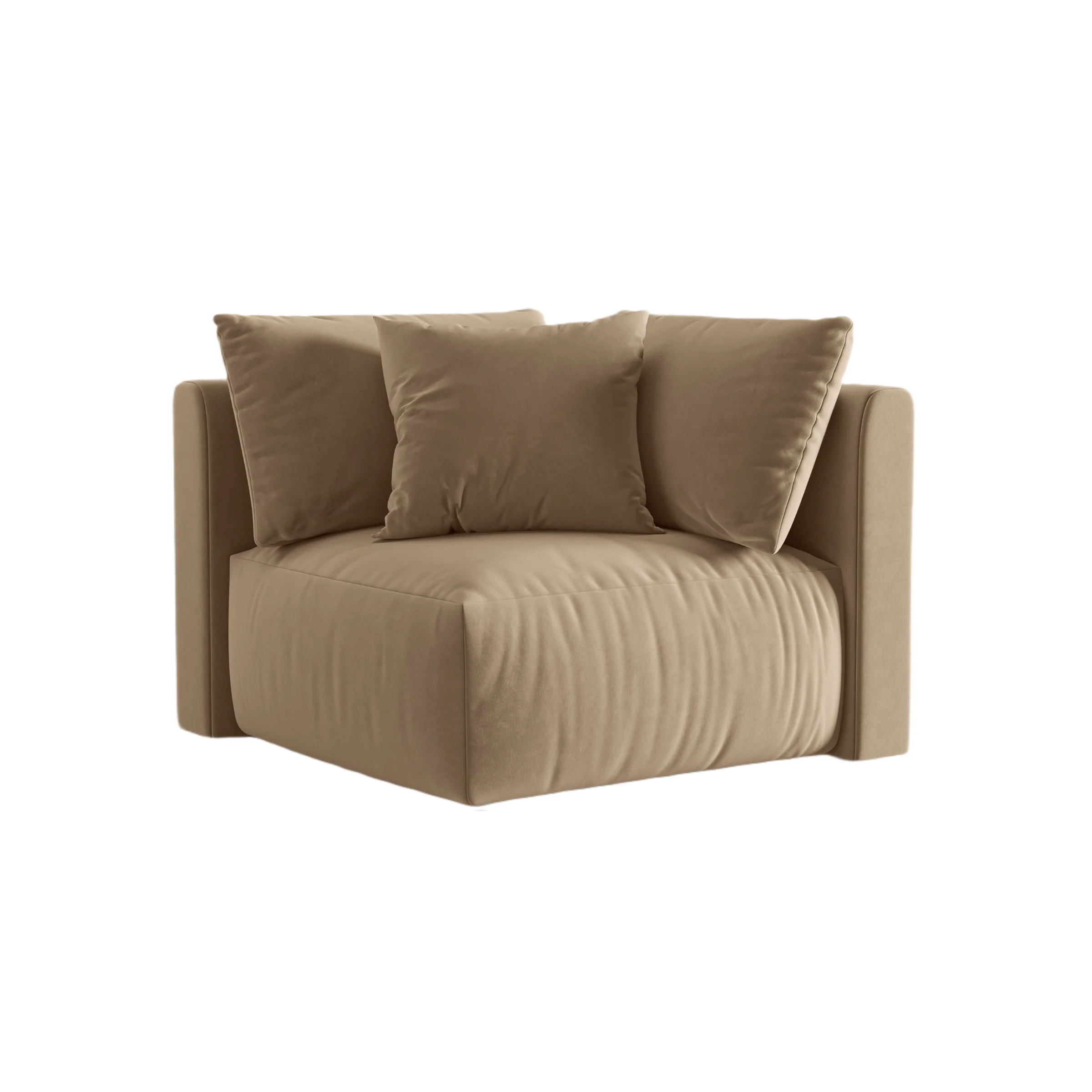 Sofa modułowa aksamitna CHRIS - element narożny piaskowy