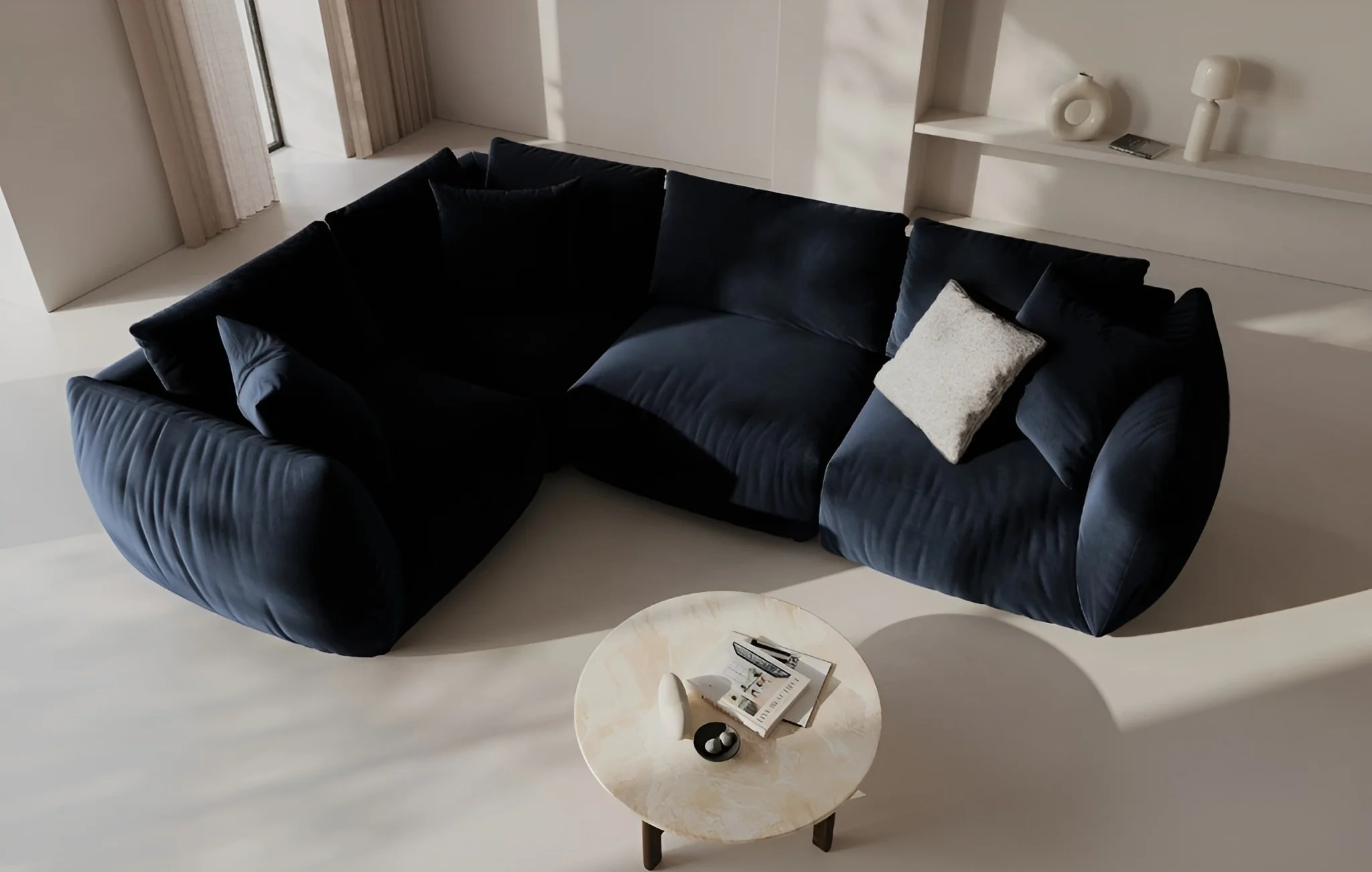 Sofa modułowa aksamitna CHRIS - element lewostronny granat królewski - Image 2