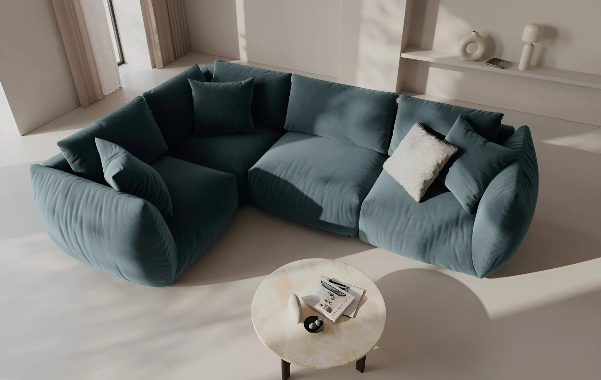 Sofa modułowa aksamitna CHRIS - element lewostronny jasnoniebieski - Image 2