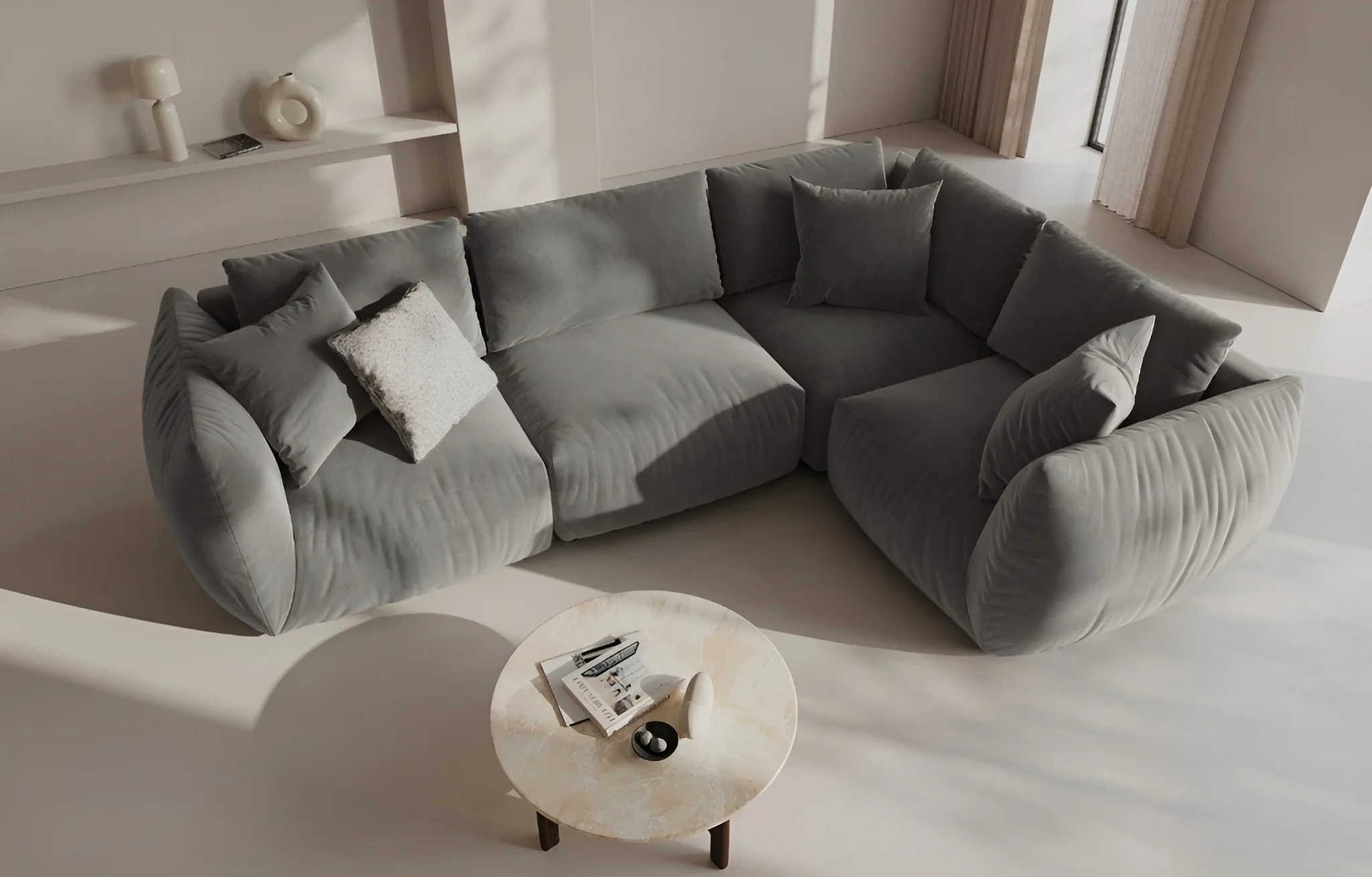 Sofa modułowa aksamitna CHRIS - element lewostronny szary - Image 2