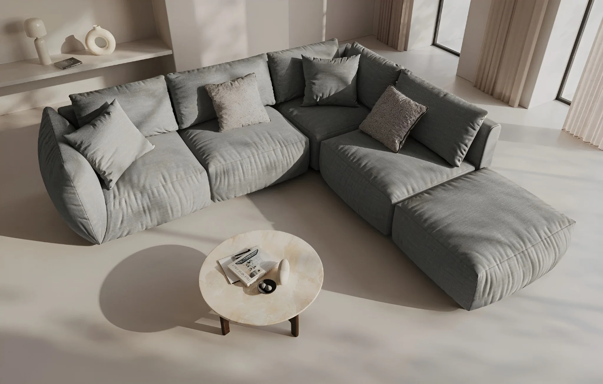 Sofa modułowa aksamitna CHRIS - element prawostronny szary - Image 2