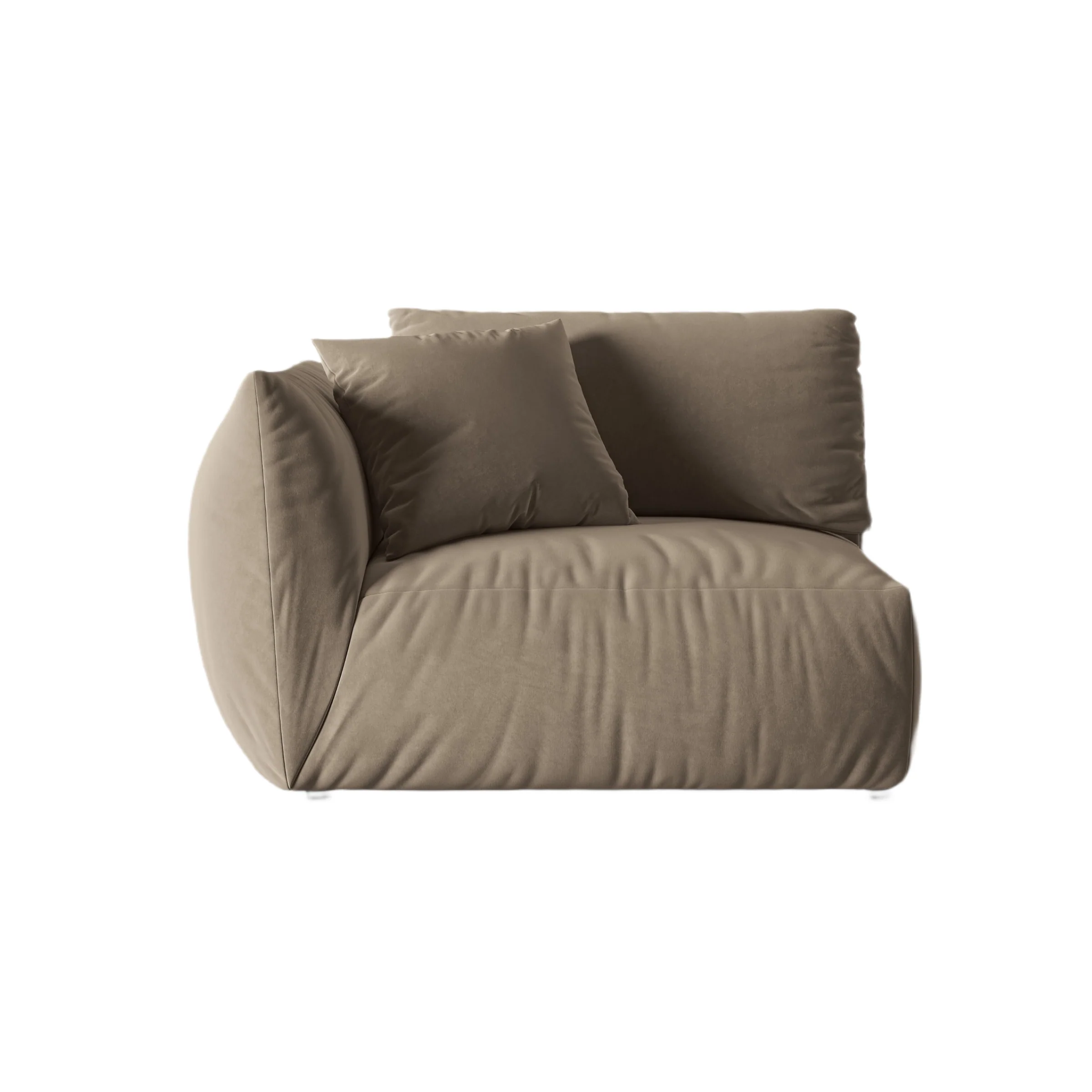 Sofa modułowa aksamitna CHRIS - element lewostronny jasnobrązowy