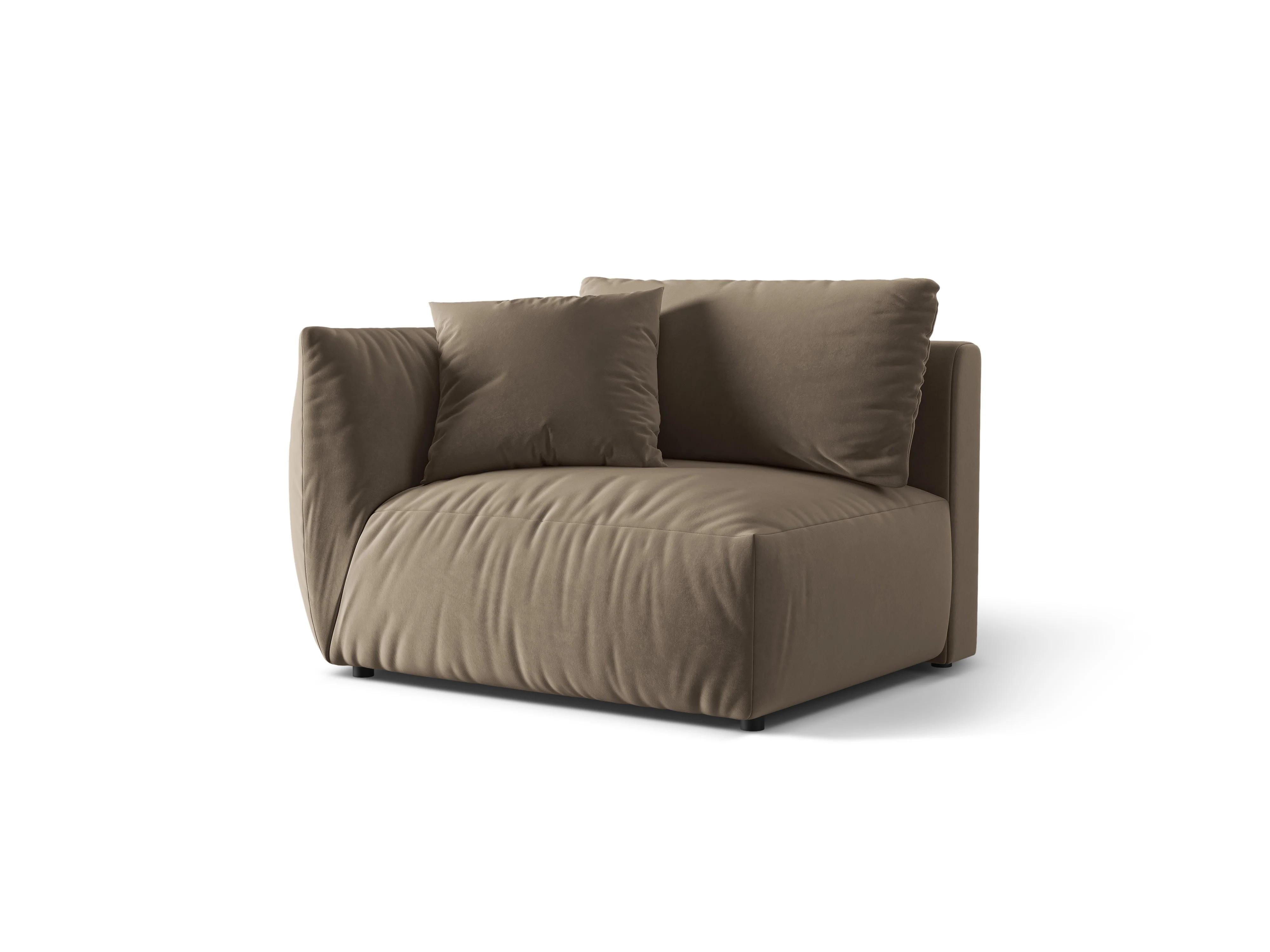 Sofa modułowa aksamitna CHRIS - element lewostronny jasnobrązowy - Image 3