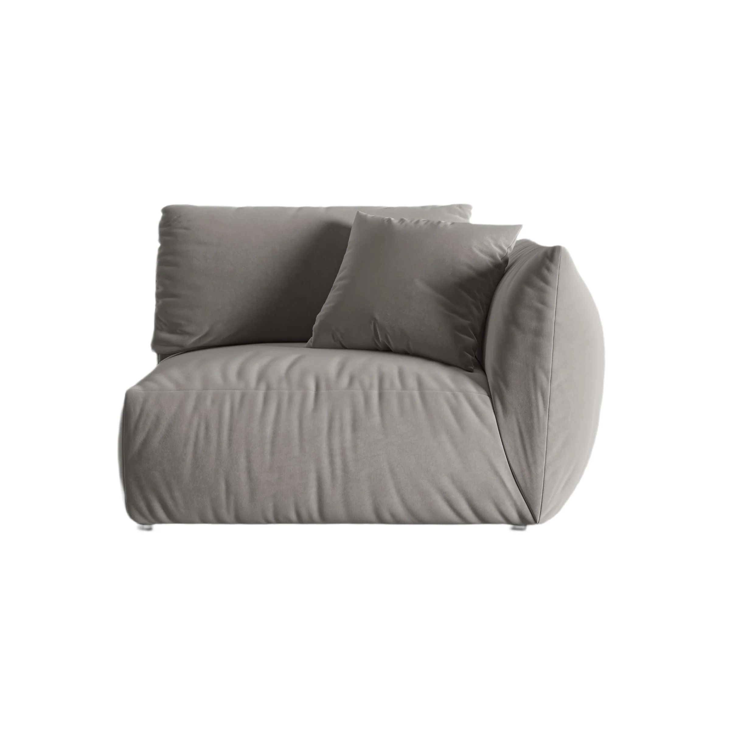 Sofa modułowa aksamitna CHRIS - element szeroki prawostronny szary
