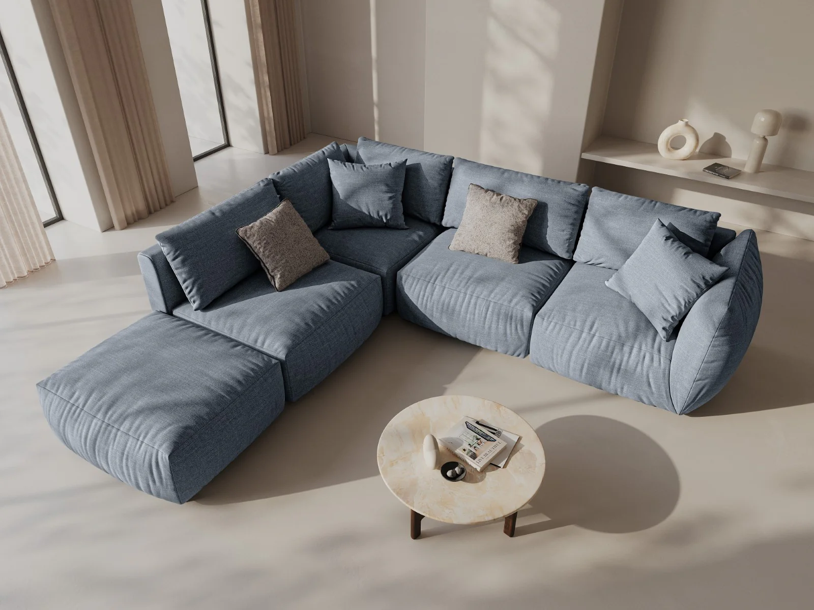 Sofa modułowa CHRIS - element narożny jasnoniebieski szenil - Image 2