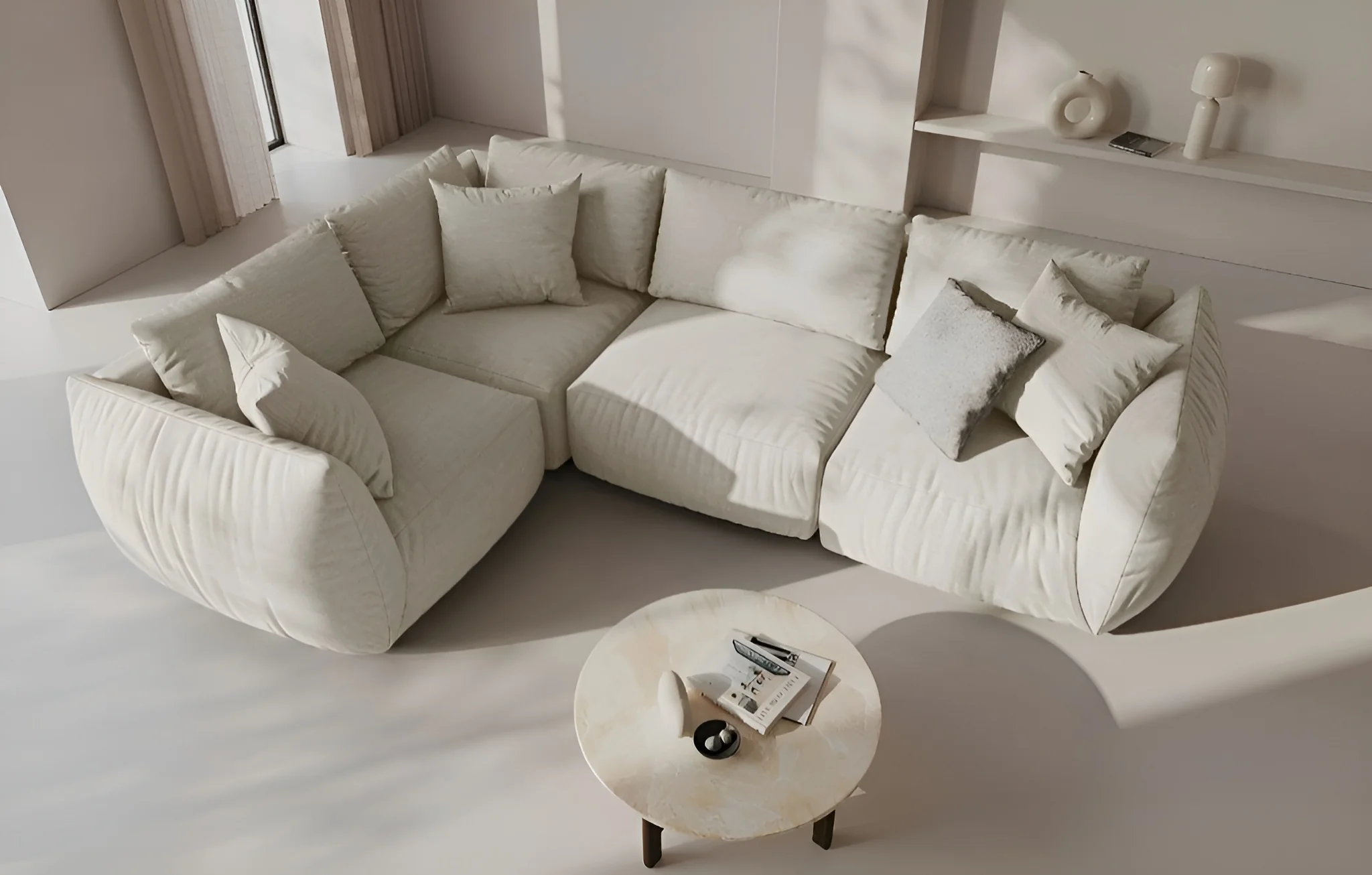 Sofa modułowa CHRIS - element lewostronny kremowy szenil - Image 2
