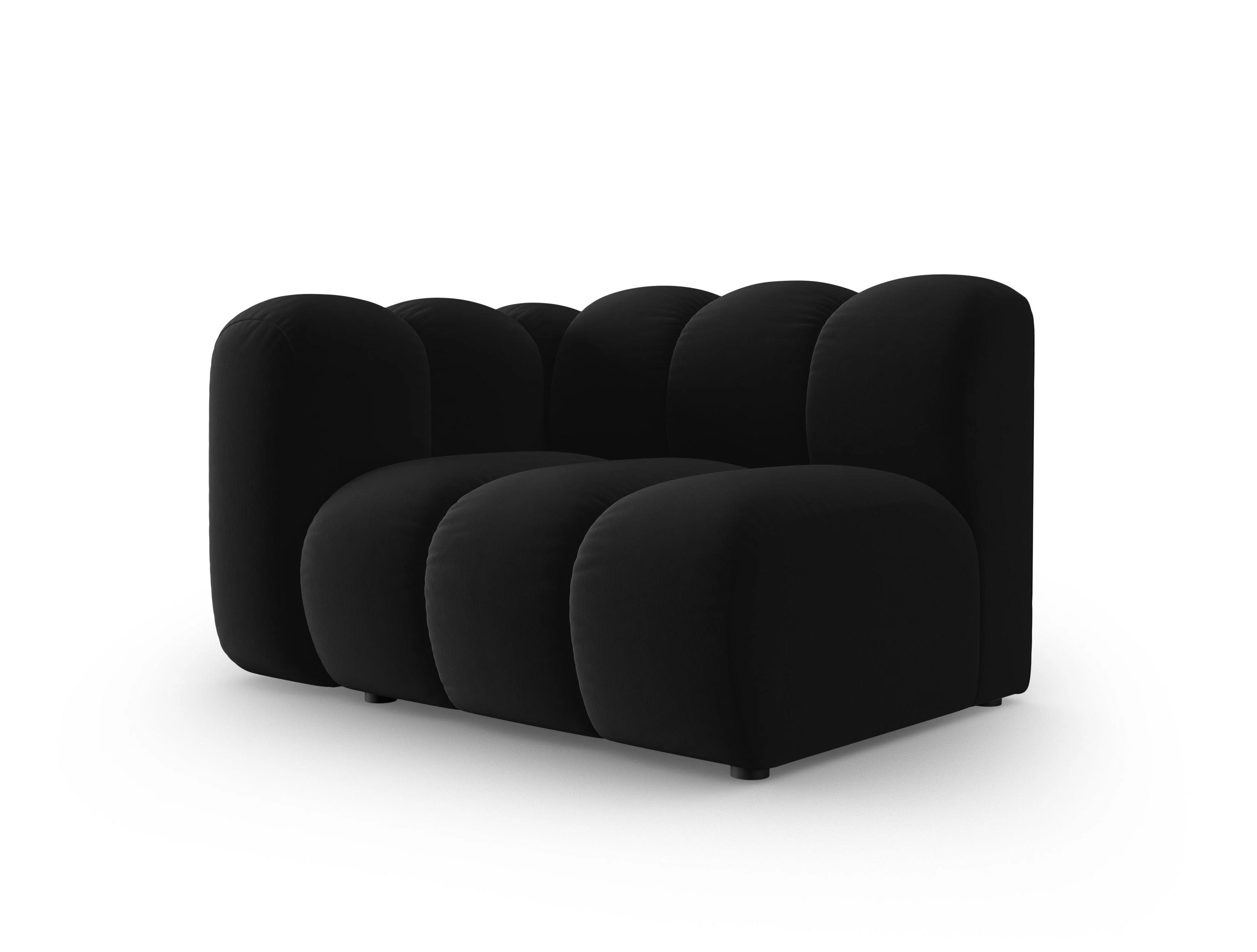 Sofa modułowa aksamitna lewostronna LUPINE czarny - element końcowy