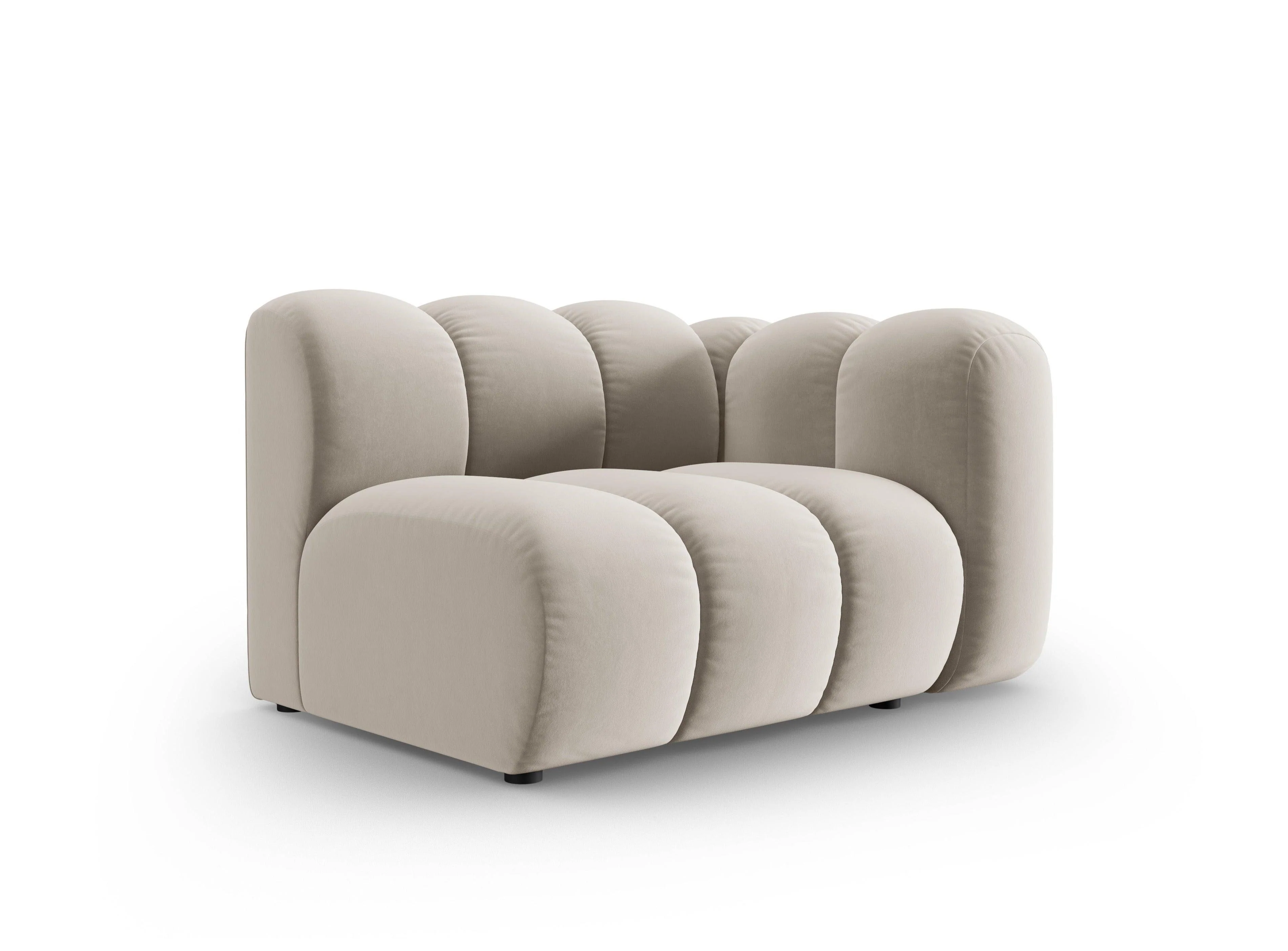Sofa modułowa aksamitna prawostronna LUPINE beżowy - element końcowy