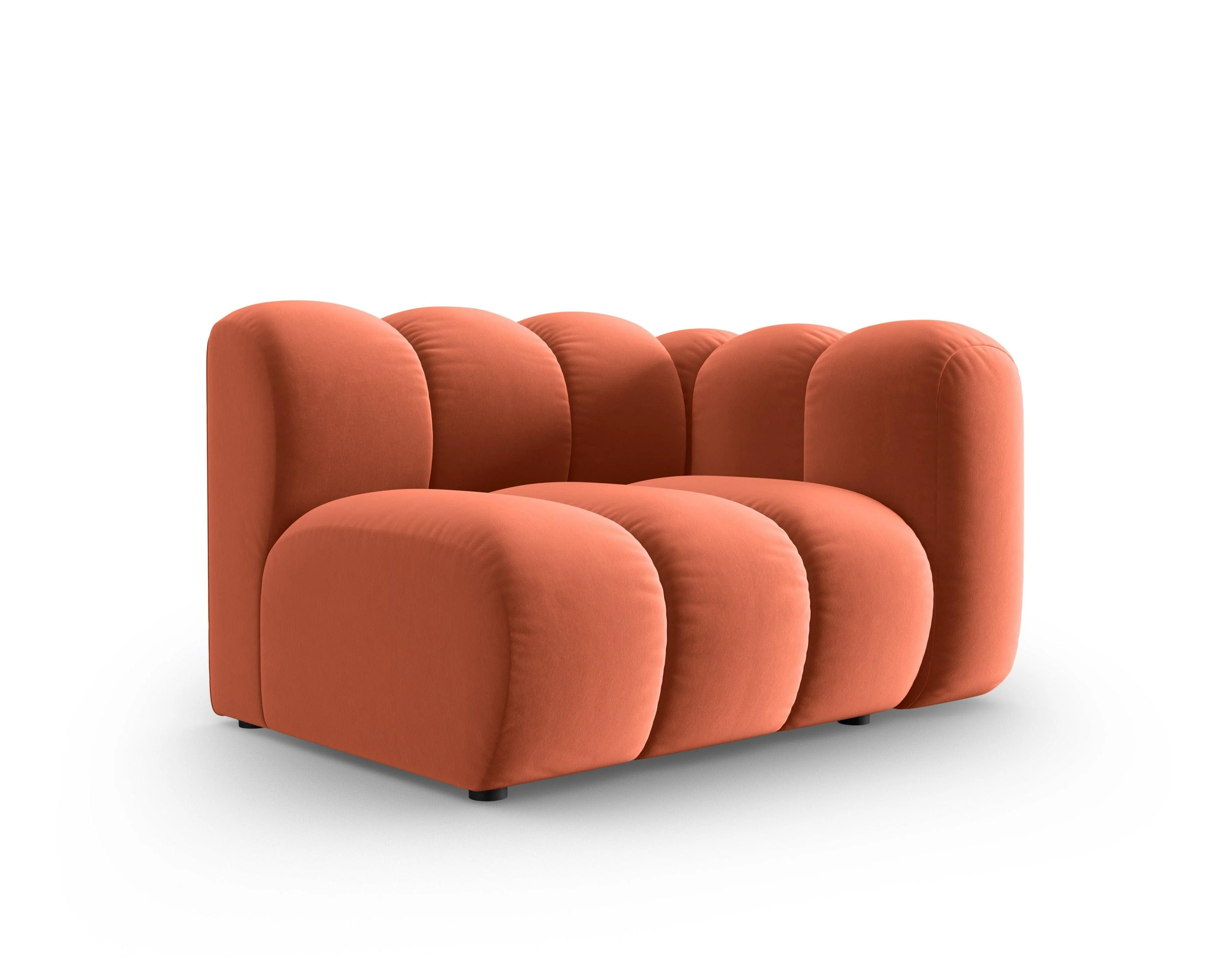 Sofa modułowa aksamitna prawostronna LUPINE koralowy - element końcowy
