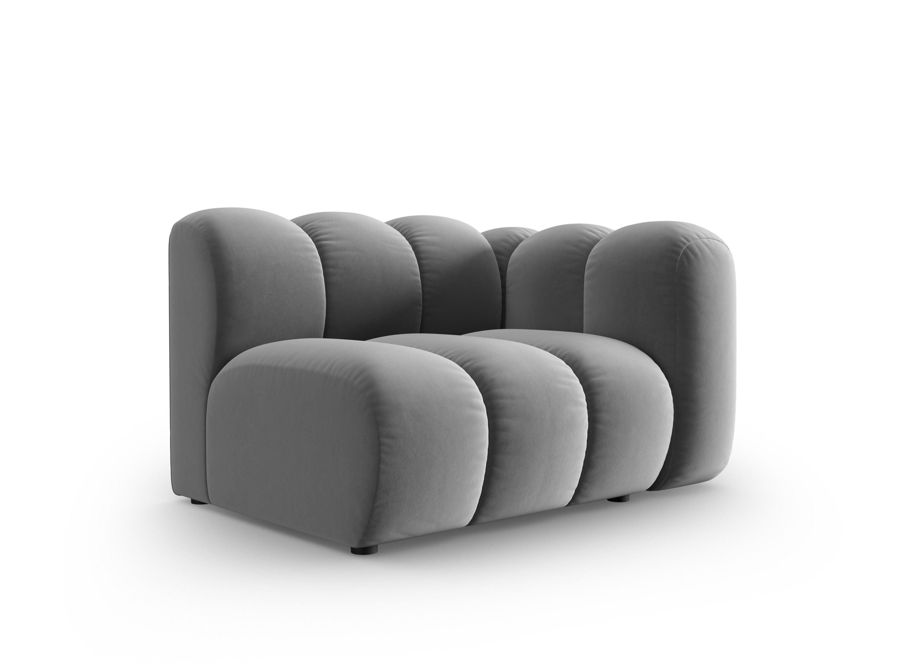 Sofa modułowa aksamitna prawostronna LUPINE szary - element końcowy