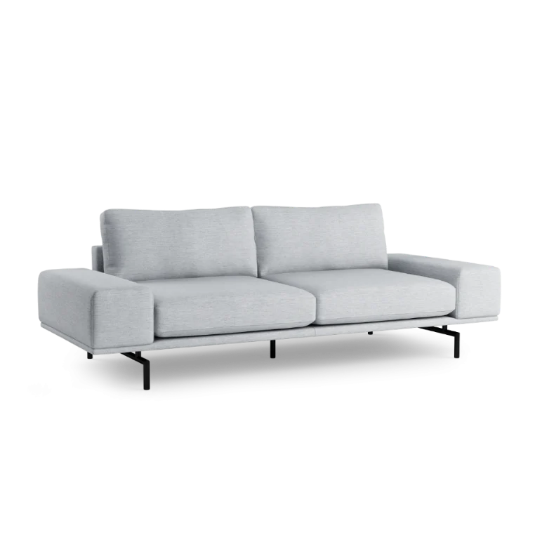 Sofa 2,5-osobowa BRIXTON tapicerowany z czarną podstawą