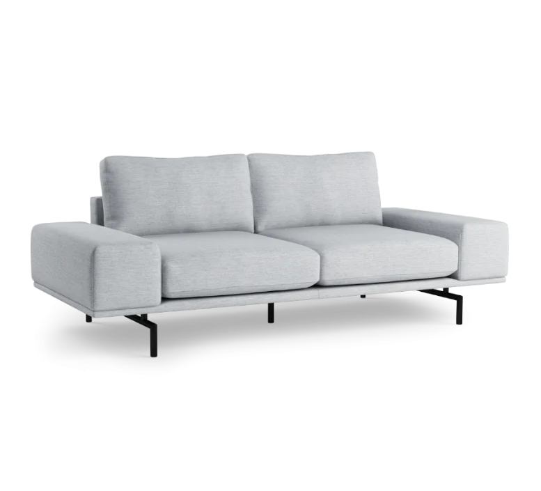 Sofa 2-osobowa BRIXTON tapicerowany z czarną podstawą