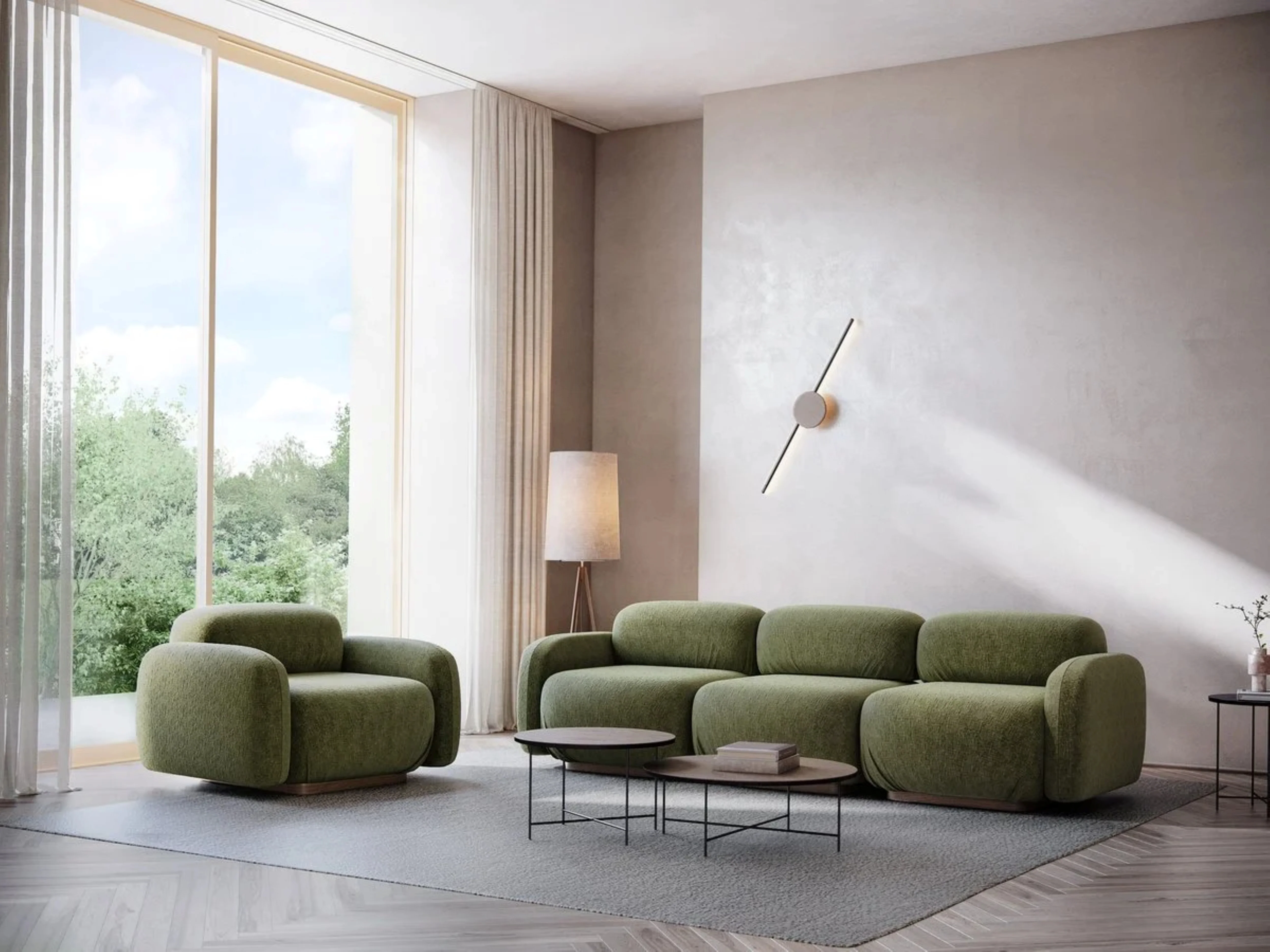 Sofa modułowa 3-osobowa AILANI butelkowa zieleń boucle - Image 2