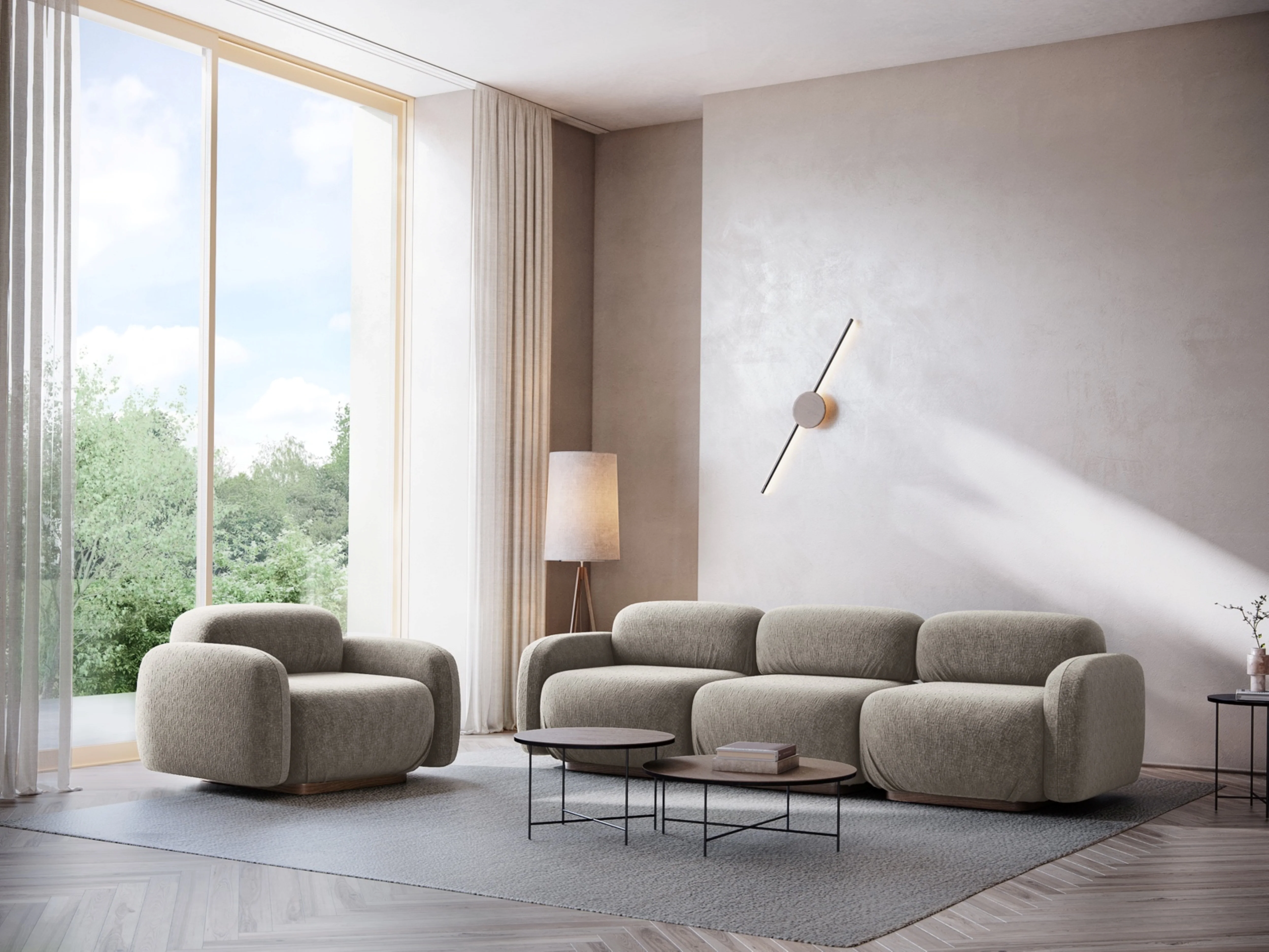 Sofa modułowa 3-osobowa AILANI ecru boucle - Image 2