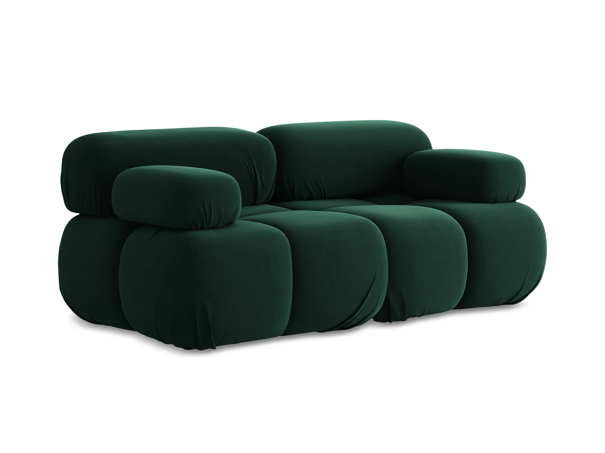 Sofa modułowa aksamitna 2-osobowa LOKUA butelkowa zieleń