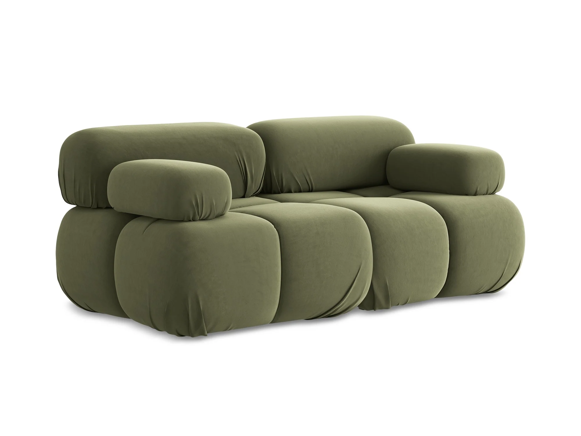 Sofa modułowa aksamitna 2-osobowa LOKUA oliwkowy