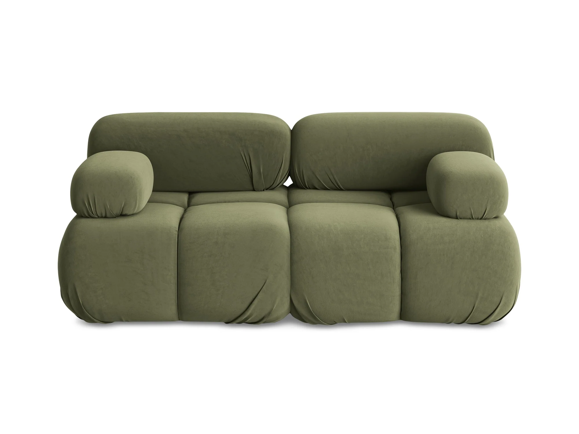 Sofa modułowa aksamitna 2-osobowa LOKUA oliwkowy - Image 3