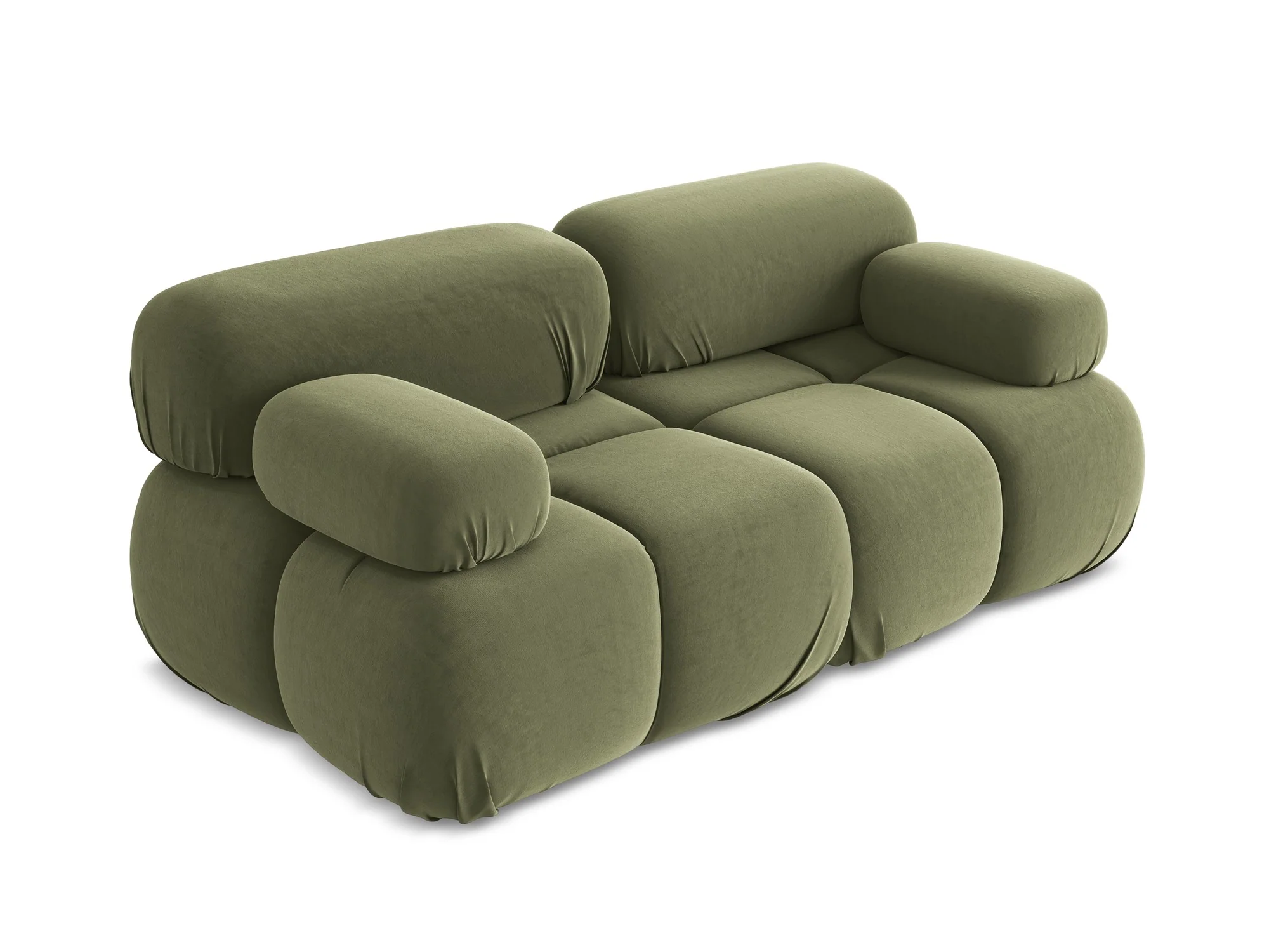 Sofa modułowa aksamitna 2-osobowa LOKUA oliwkowy - Image 4