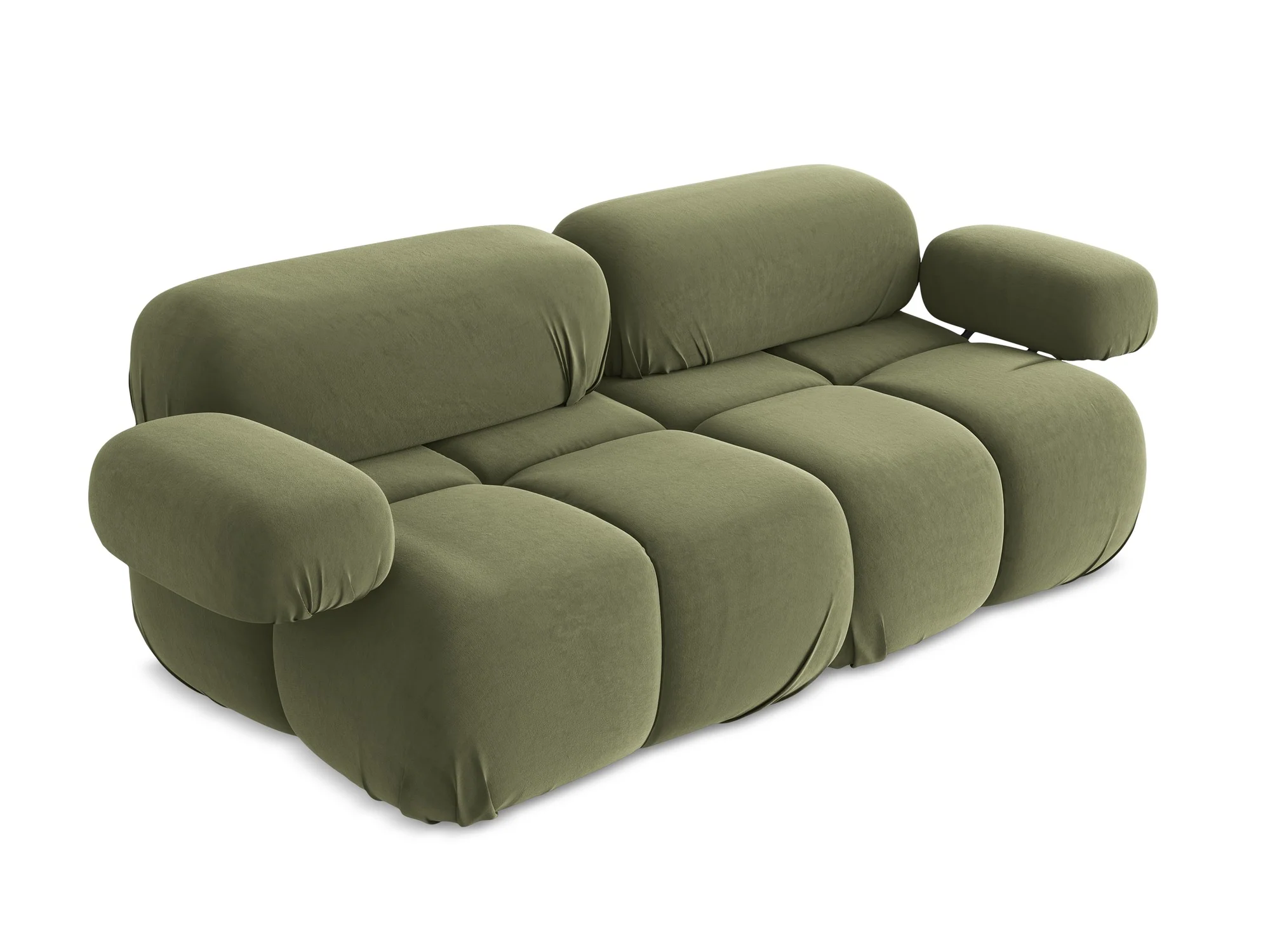Sofa modułowa aksamitna 2-osobowa LOKUA oliwkowy - Image 5