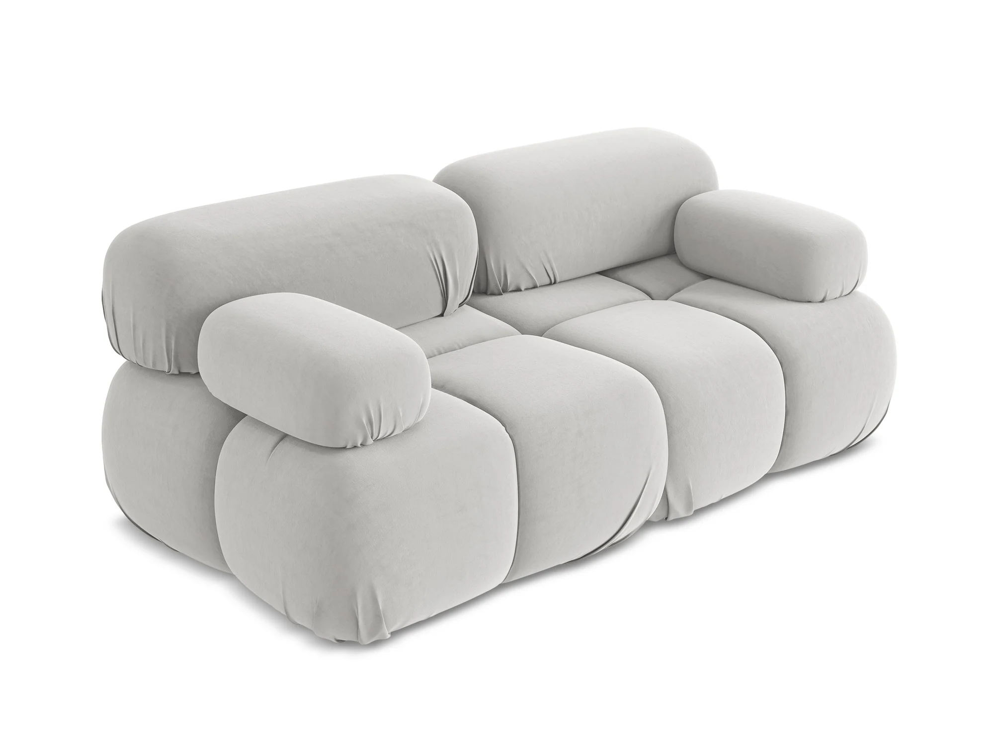 Sofa modułowa aksamitna 2-osobowa LOKUA srebrny - Image 4