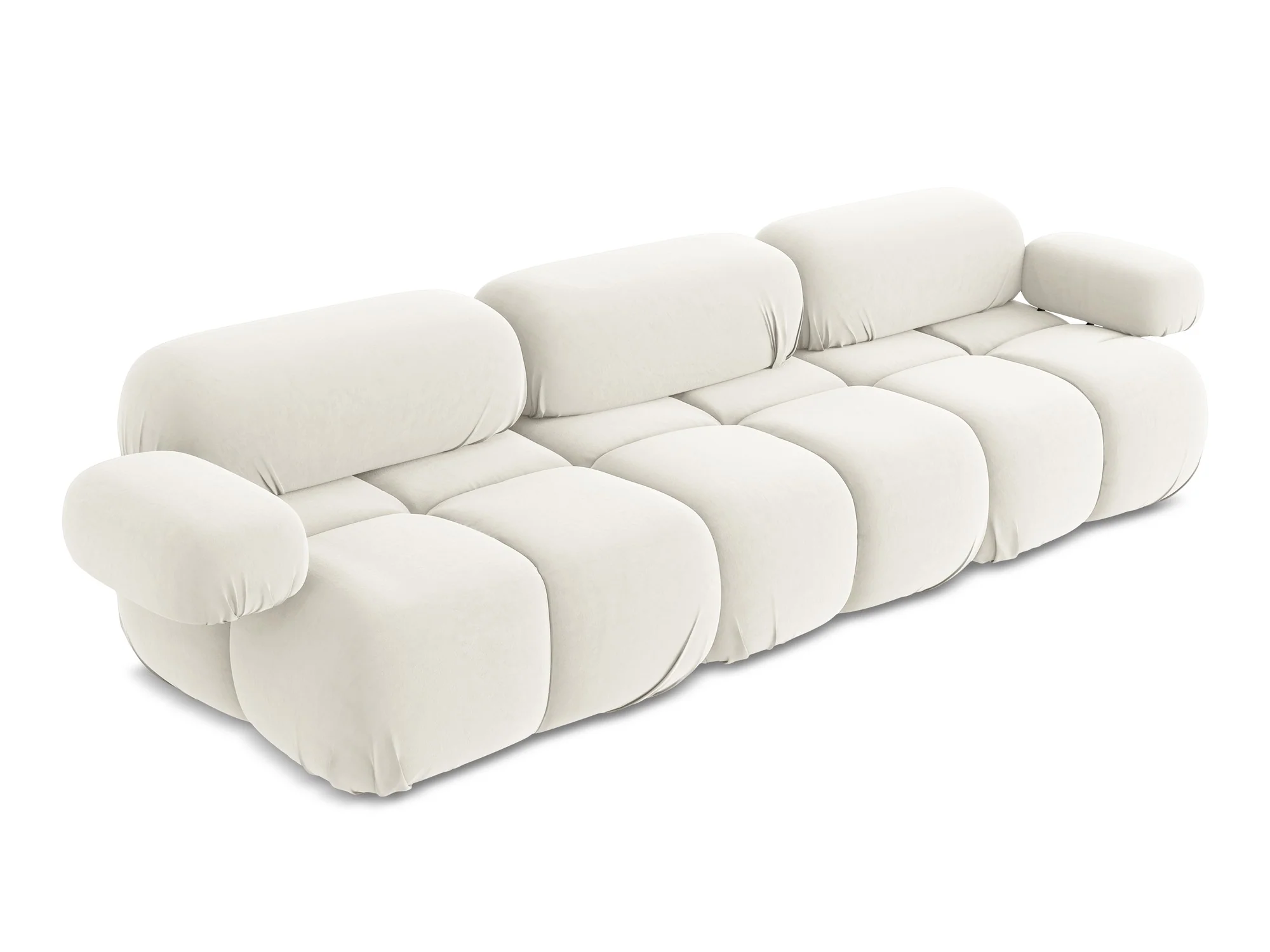 Sofa modułowa aksamitna 3-osobowa LOKUA jasnobeżowy - Image 5