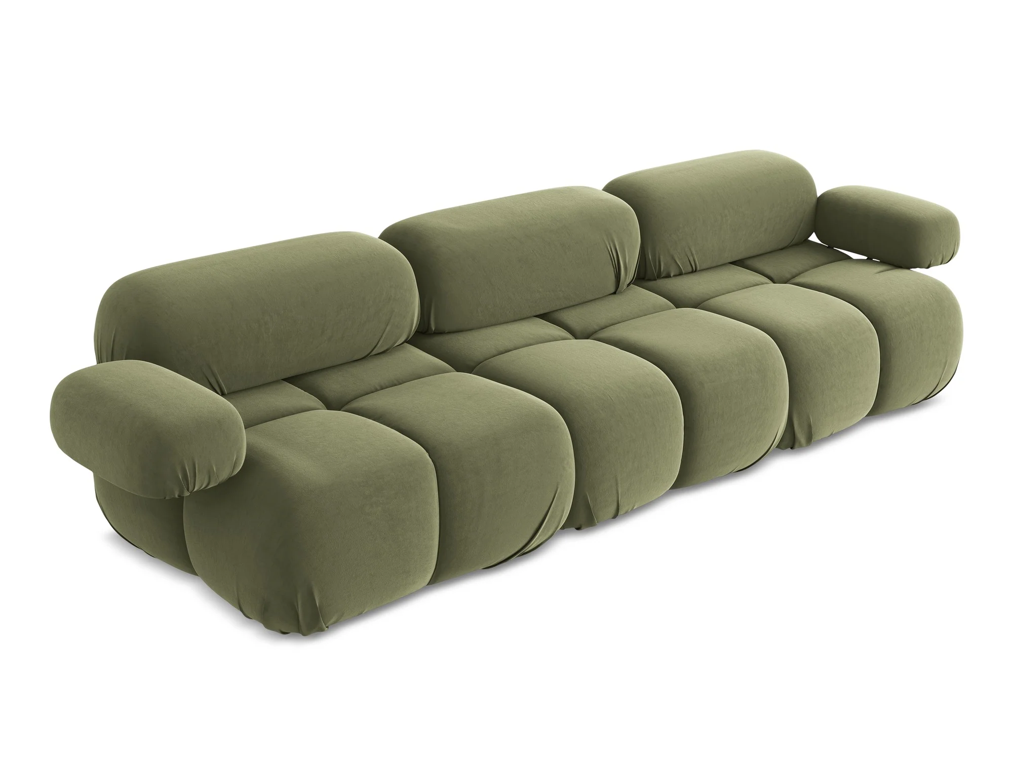 Sofa modułowa aksamitna 3-osobowa LOKUA oliwkowy - Image 5
