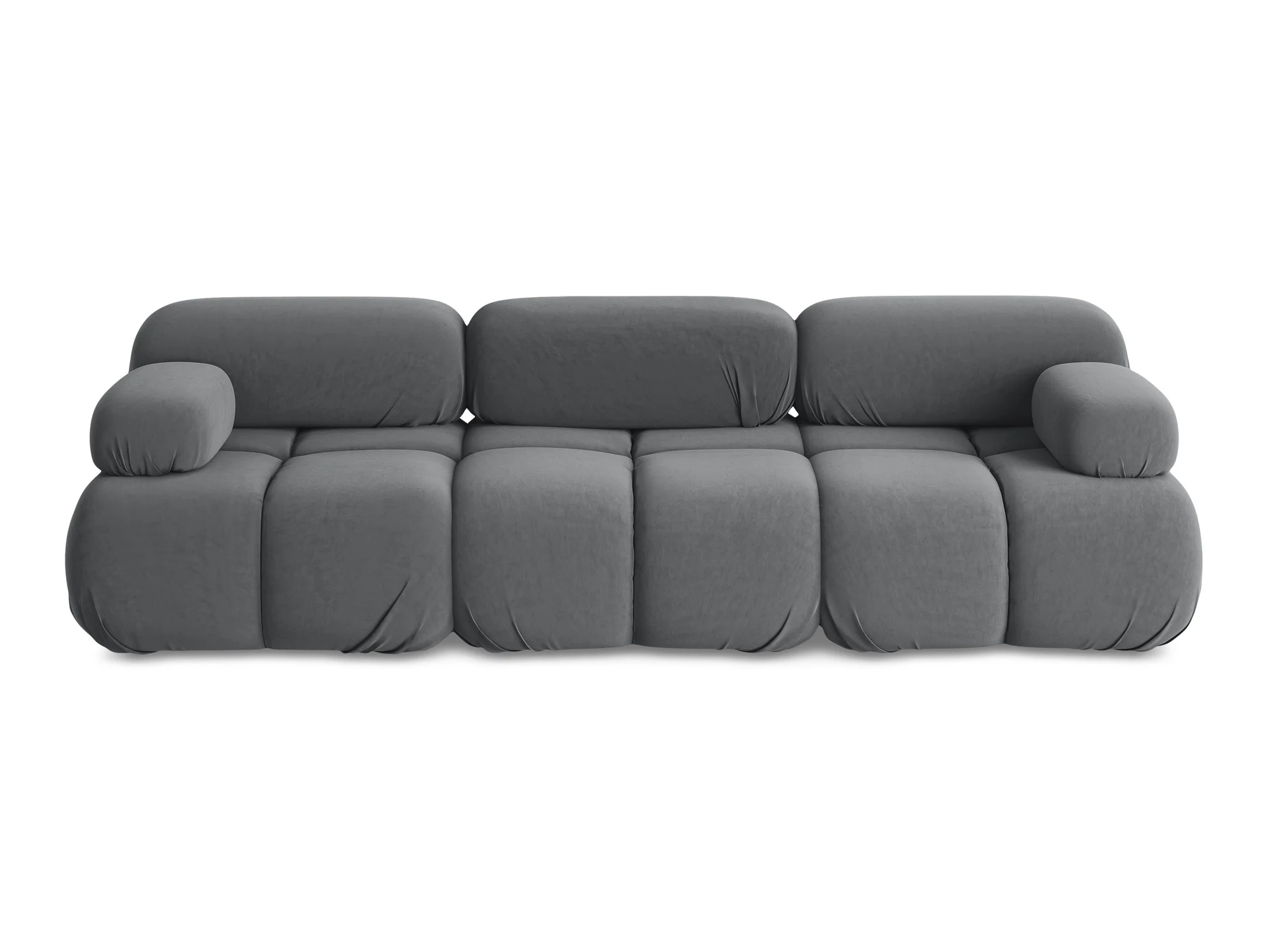 Sofa modułowa aksamitna 3-osobowa LOKUA stalowy szary - Image 3