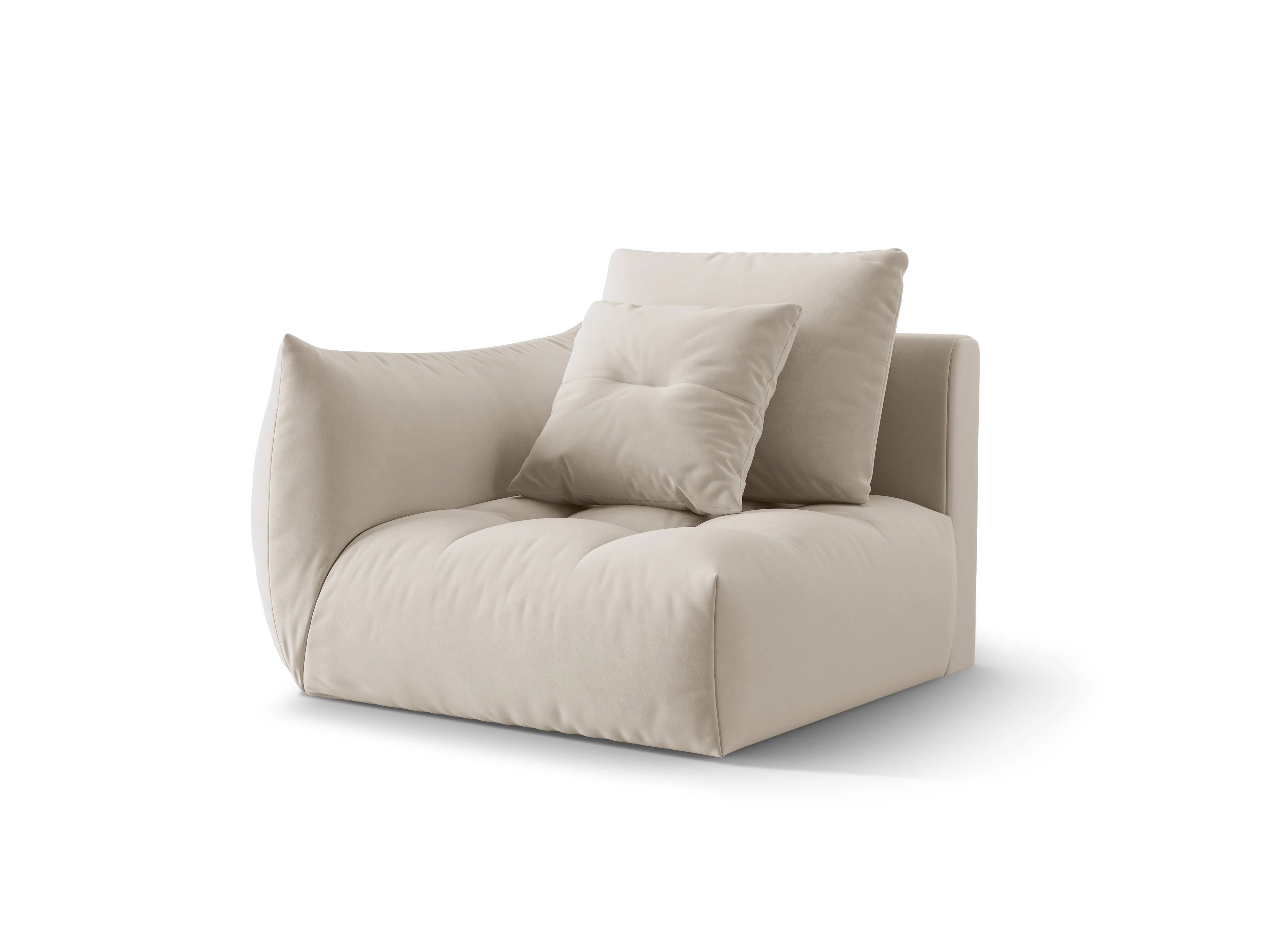 Sofa modułowa aksamitna BLOOM - element lewostronny ecru - Image 3