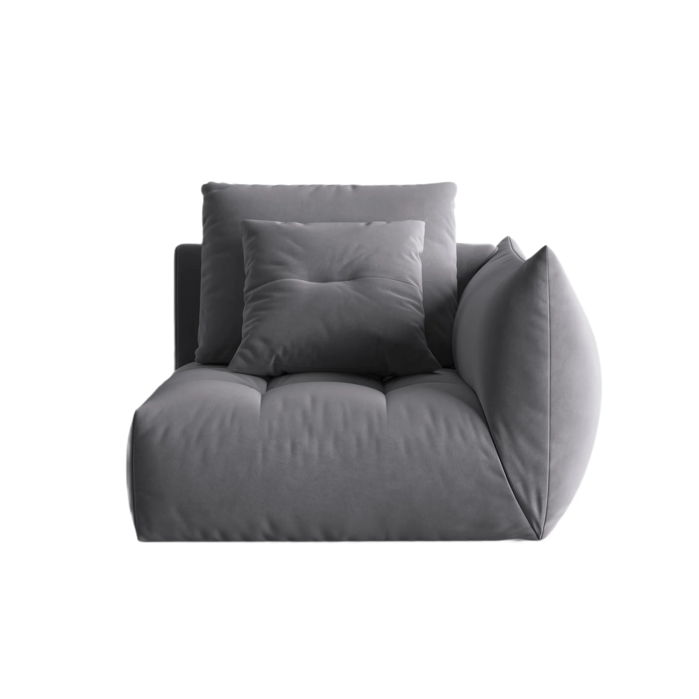 Sofa modułowa aksamitna BLOOM - element prawostronny ciemnoszary