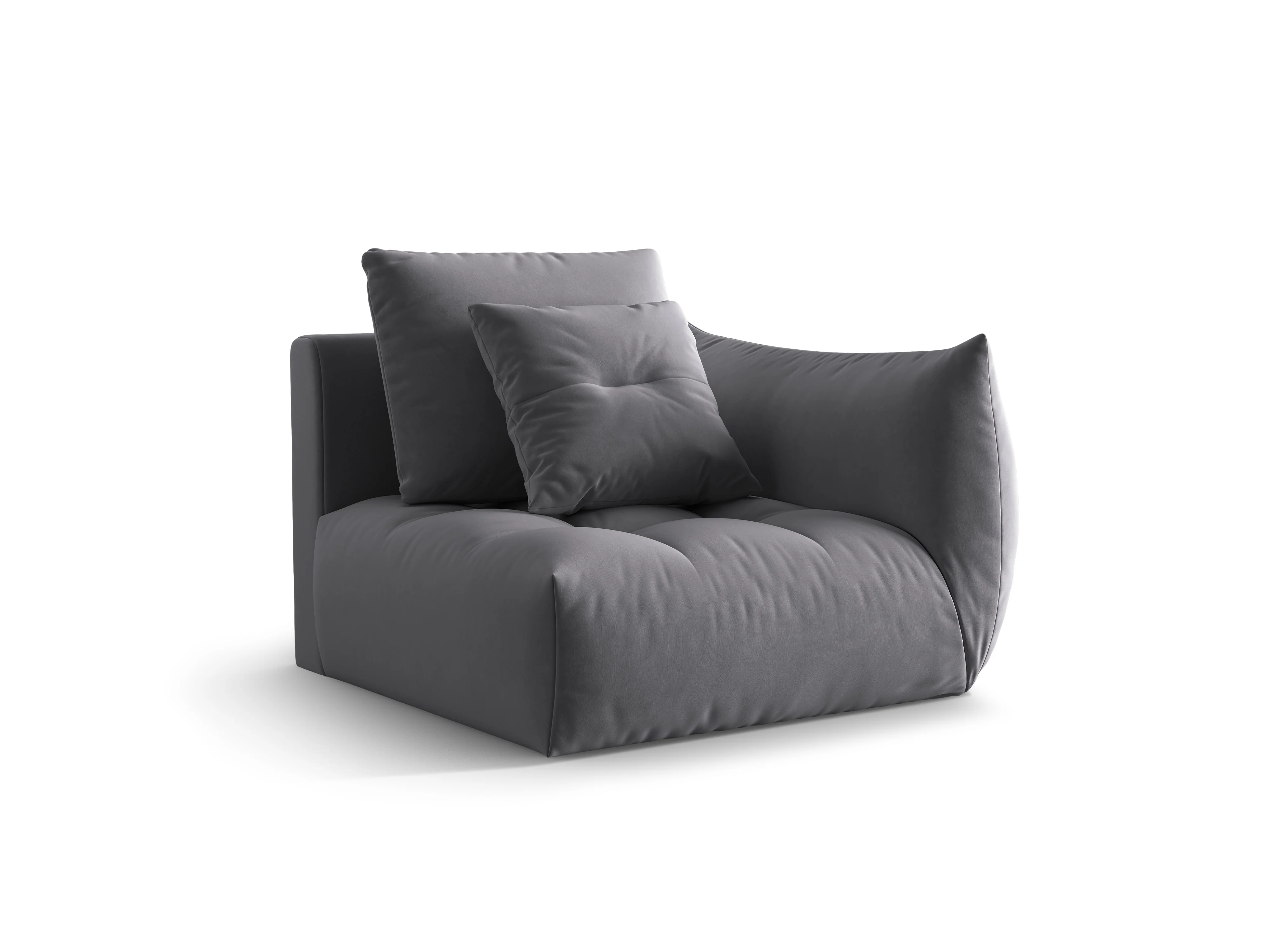 Sofa modułowa aksamitna BLOOM - element prawostronny ciemnoszary - Image 3