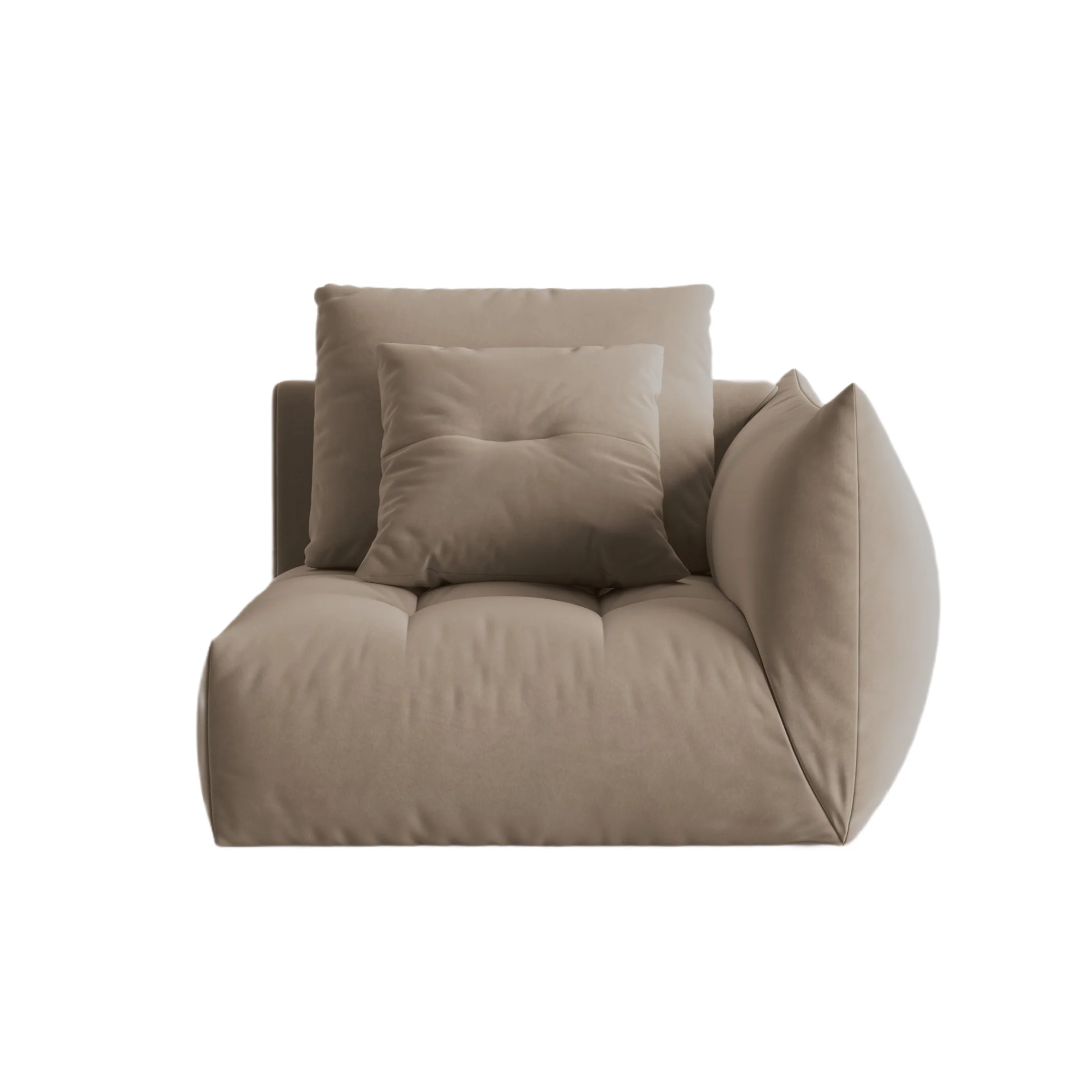 Sofa modułowa aksamitna BLOOM - element prawostronny jasnobrązowy
