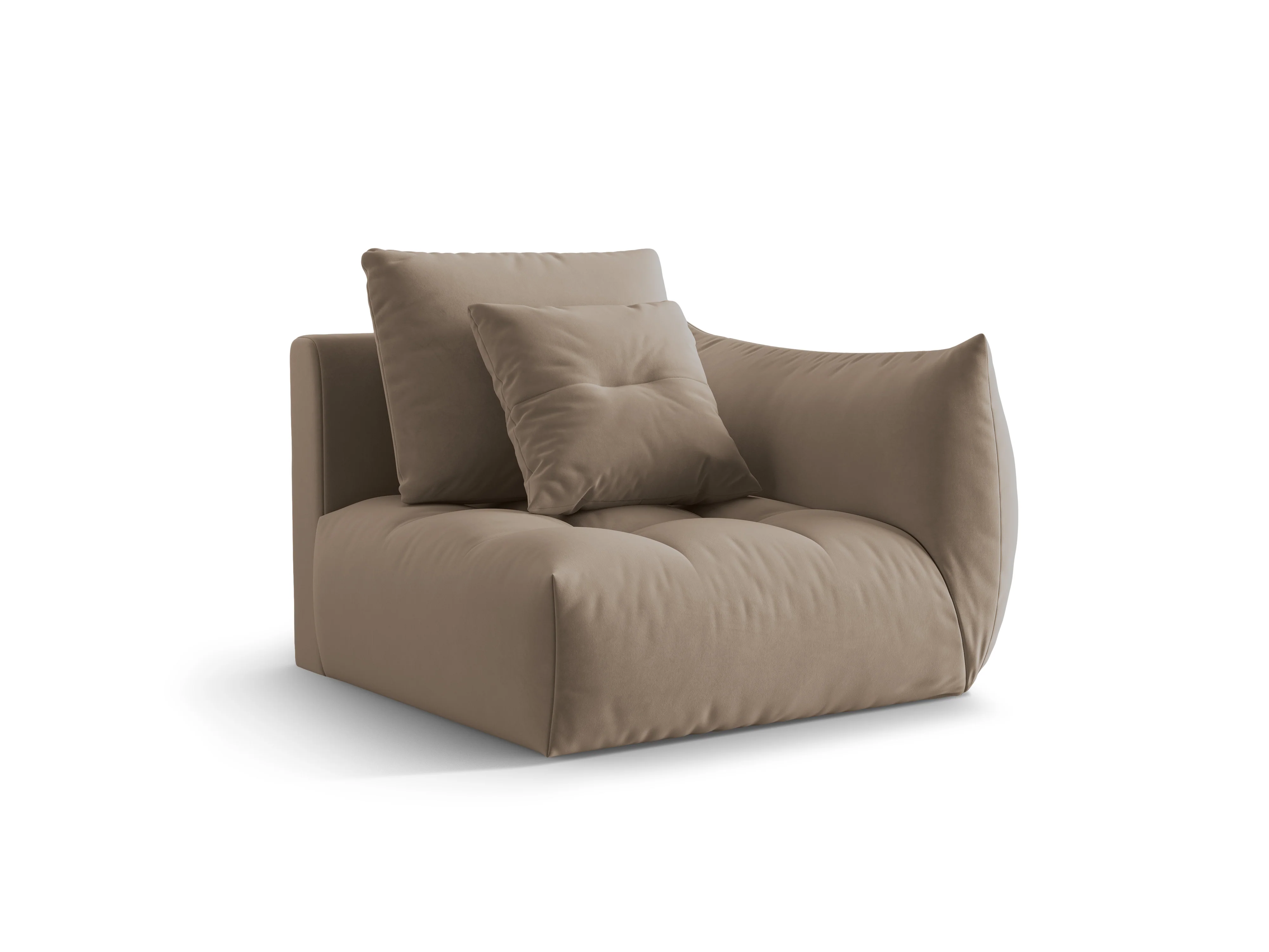 Sofa modułowa aksamitna BLOOM - element prawostronny jasnobrązowy - Image 3
