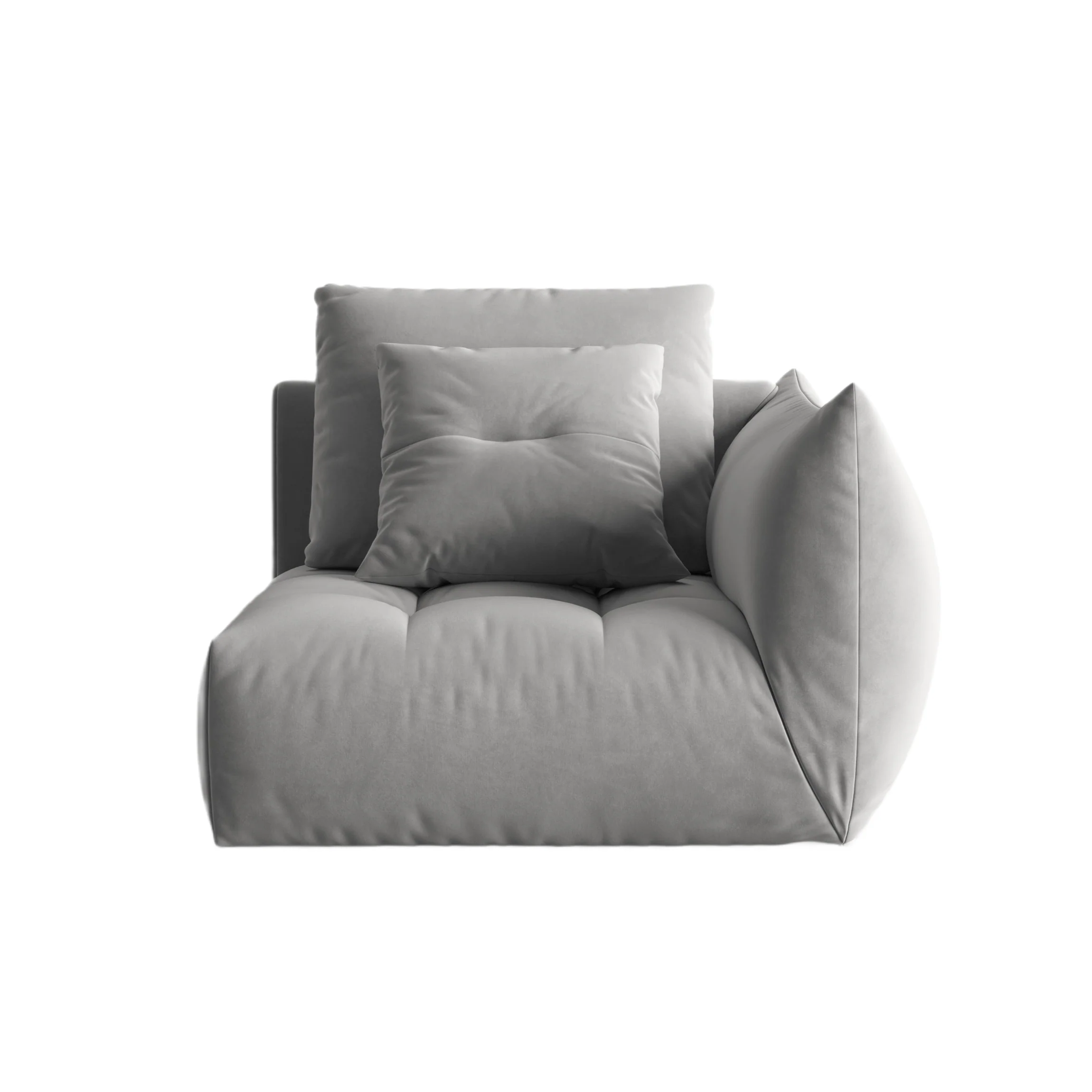 Sofa modułowa aksamitna BLOOM - element prawostronny szary