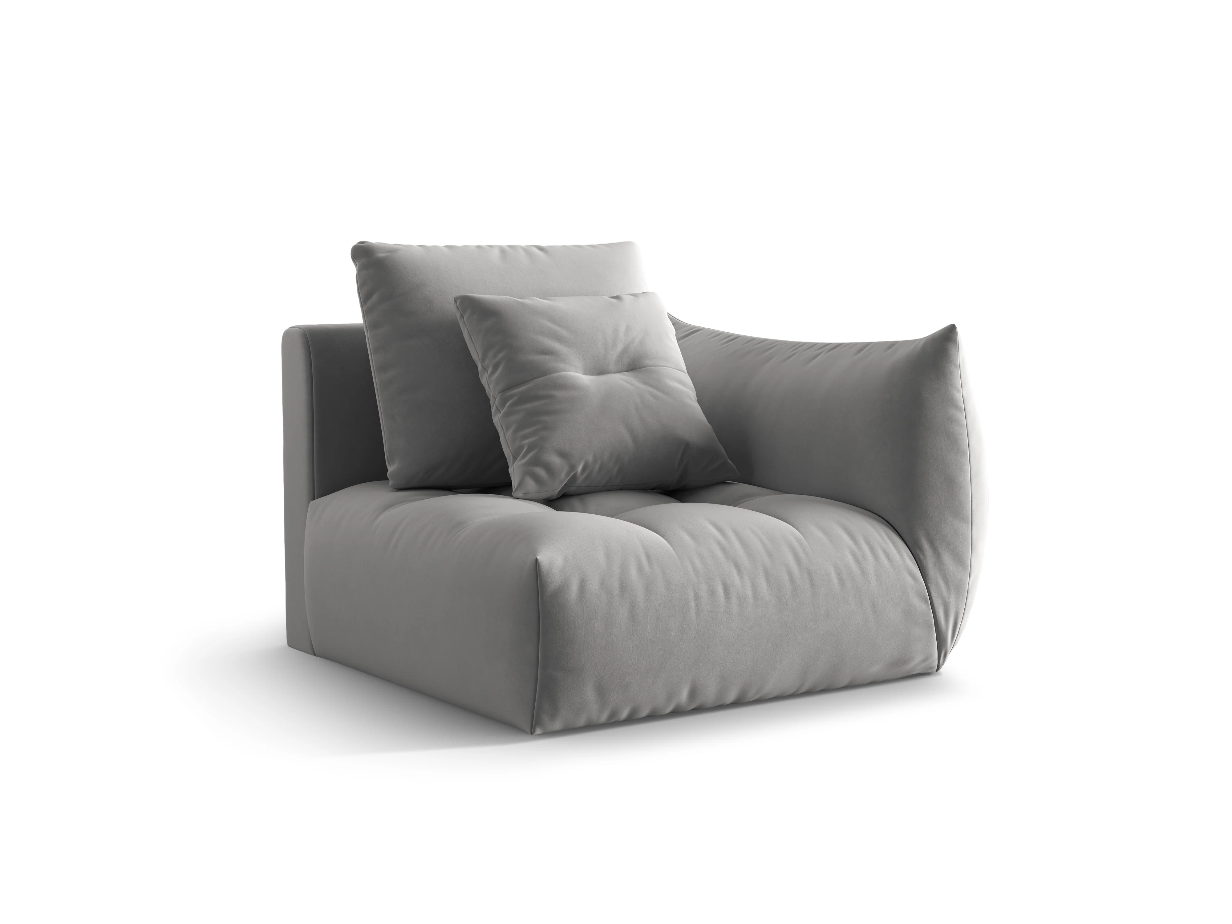 Sofa modułowa aksamitna BLOOM - element prawostronny szary - Image 3