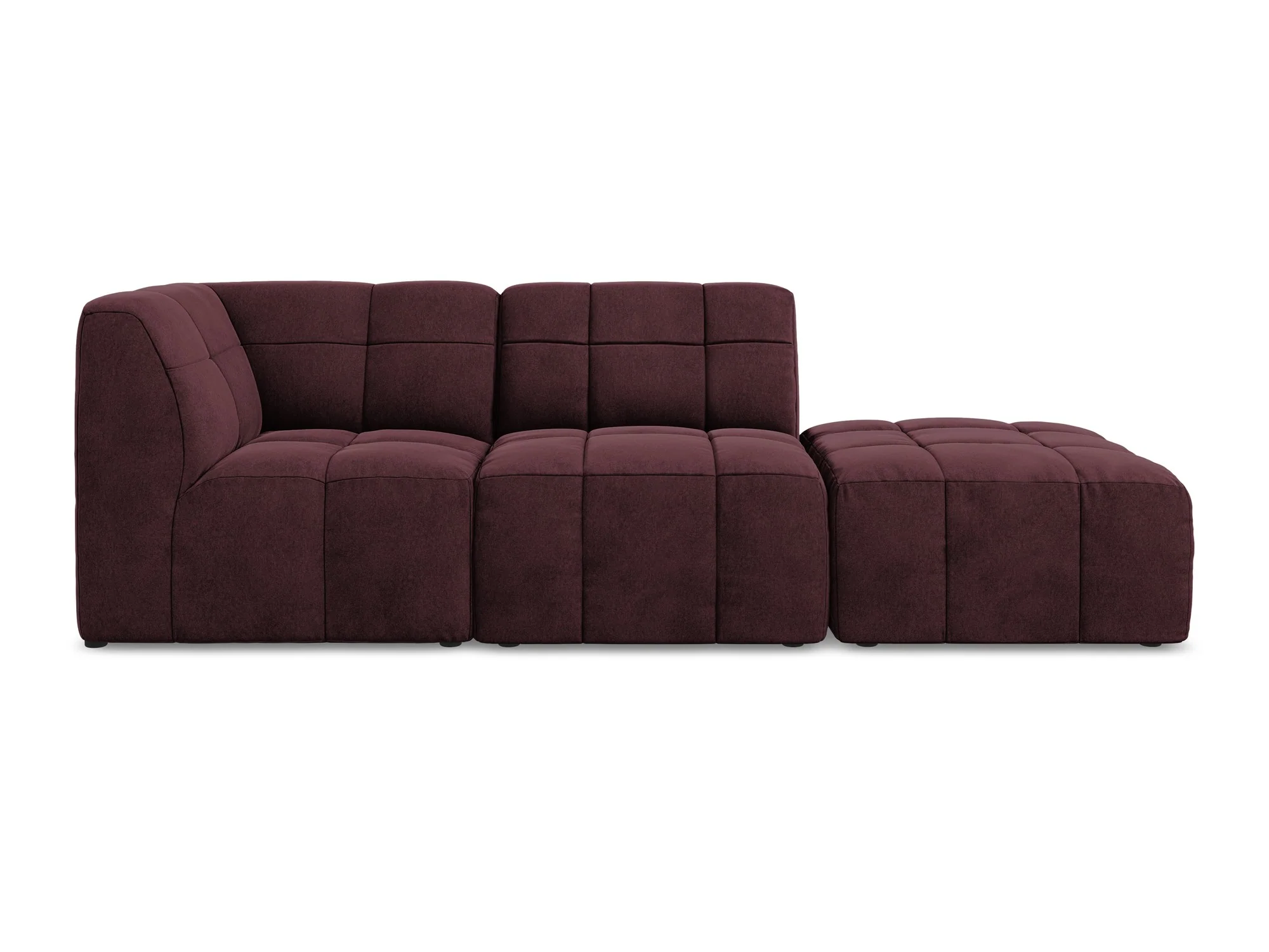 Sofa modułowa aksamitna lewostronna otwarta 3-osobowa ALOHA burgundowy - Image 3