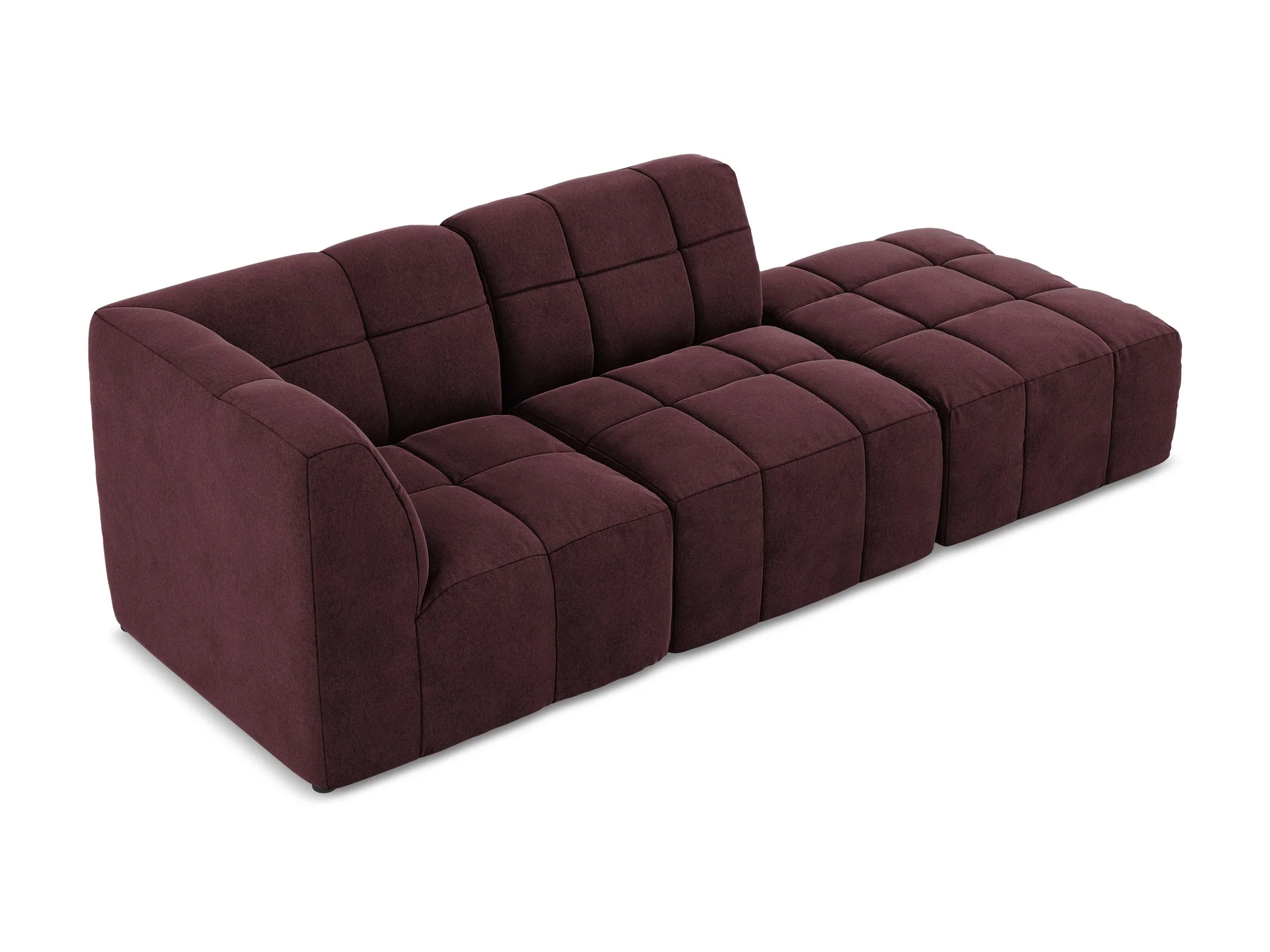 Sofa modułowa aksamitna lewostronna otwarta 3-osobowa ALOHA burgundowy - Image 4