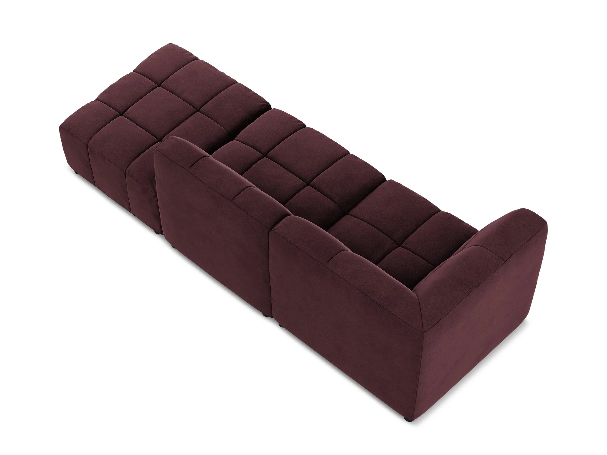 Sofa modułowa aksamitna lewostronna otwarta 3-osobowa ALOHA burgundowy - Image 5