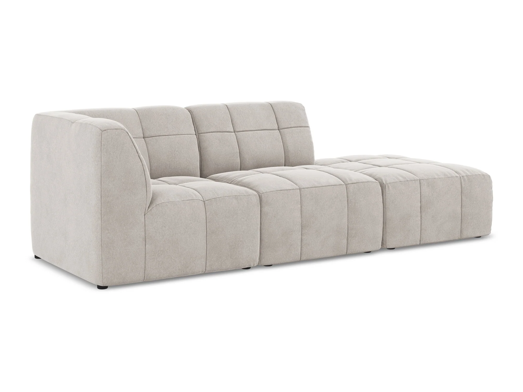Sofa modułowa aksamitna lewostronna otwarta 3-osobowa ALOHA jasnobeżowy