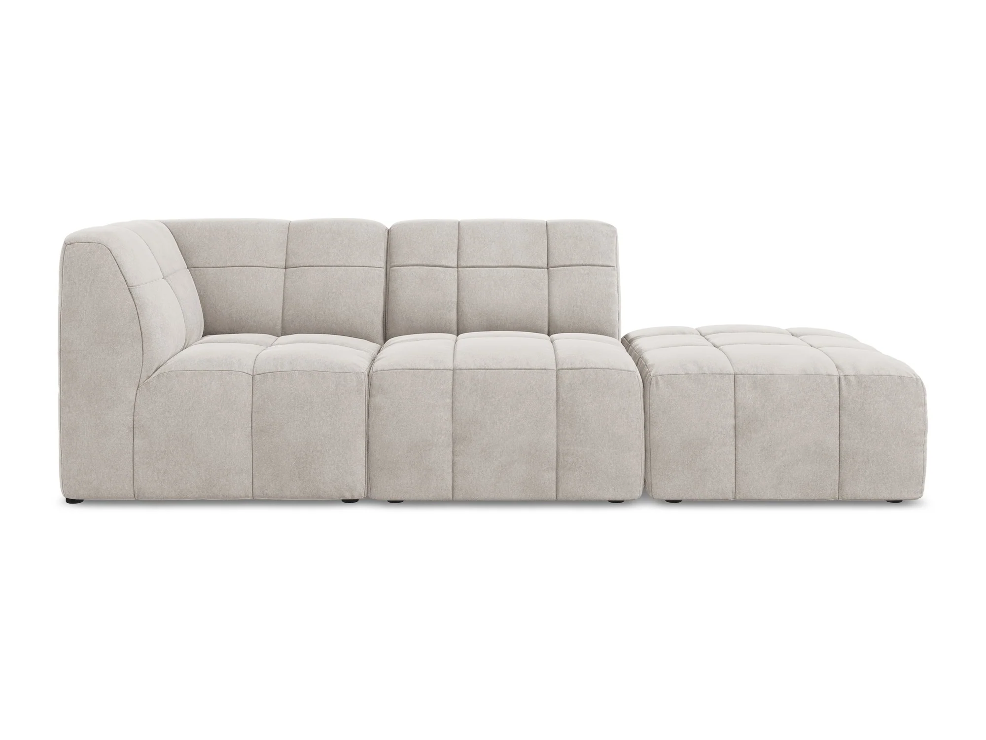 Sofa modułowa aksamitna lewostronna otwarta 3-osobowa ALOHA jasnobeżowy - Image 3