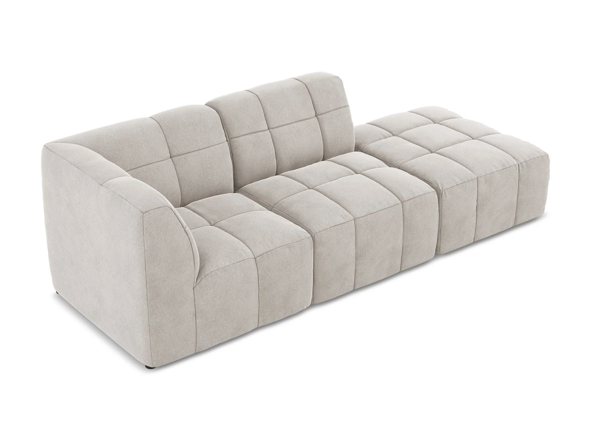 Sofa modułowa aksamitna lewostronna otwarta 3-osobowa ALOHA jasnobeżowy - Image 4