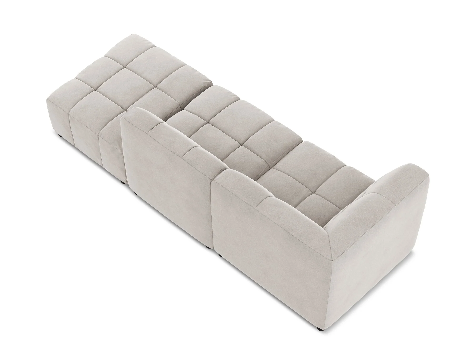 Sofa modułowa aksamitna lewostronna otwarta 3-osobowa ALOHA jasnobeżowy - Image 5