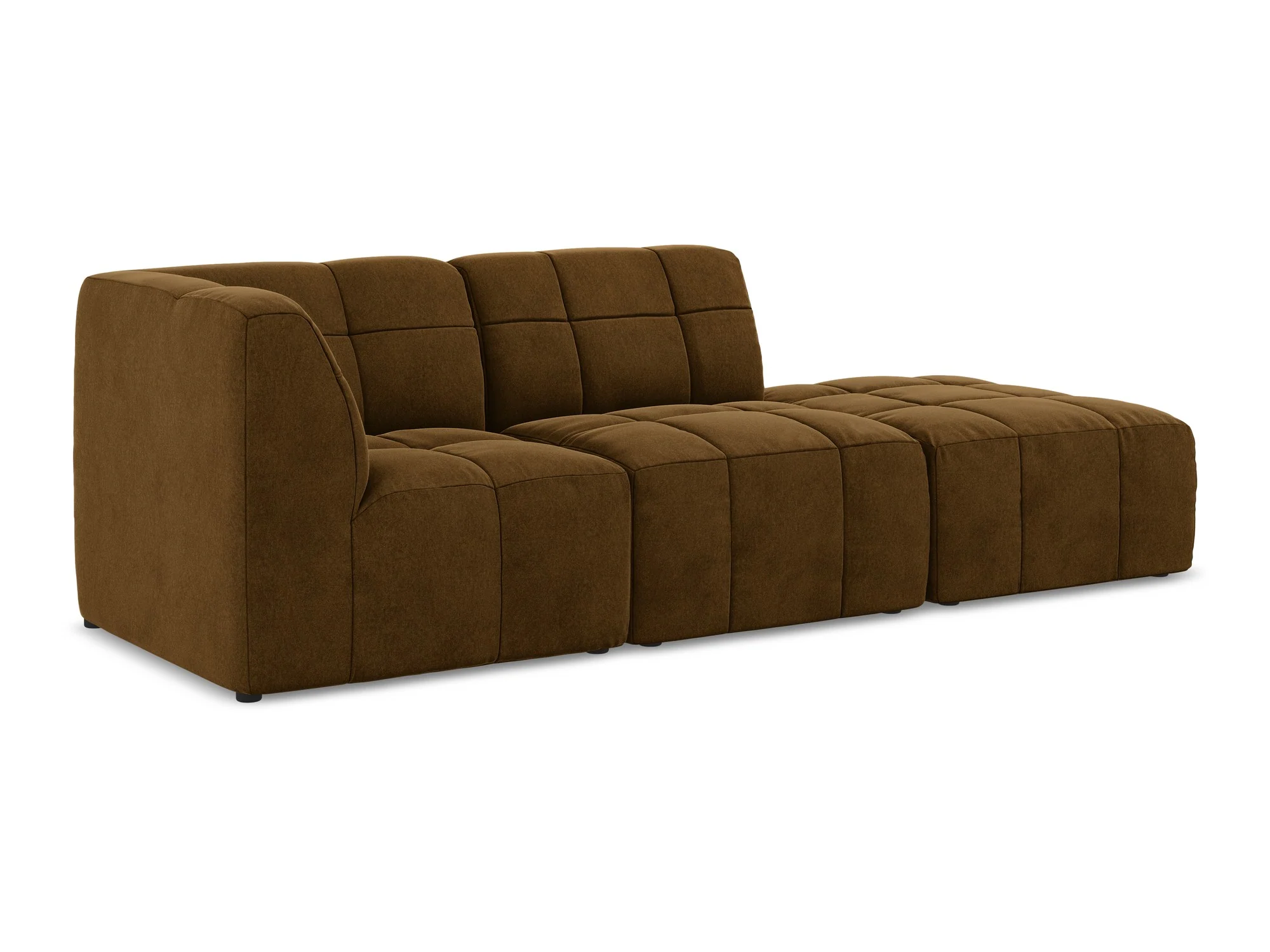 Sofa modułowa aksamitna lewostronna otwarta 3-osobowa ALOHA musztardowy