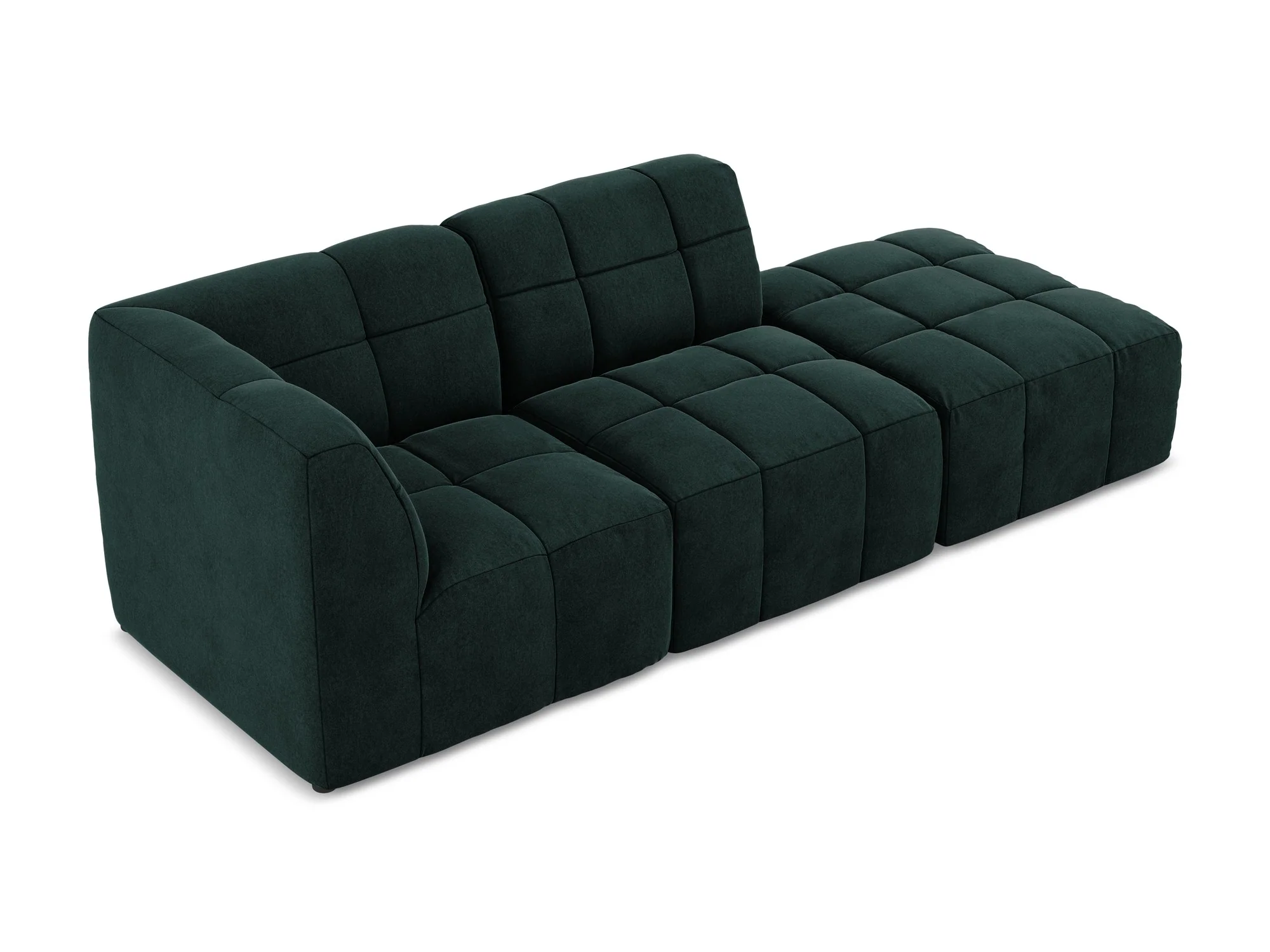 Sofa modułowa aksamitna lewostronna otwarta 3-osobowa ALOHA szarozielony - Image 4