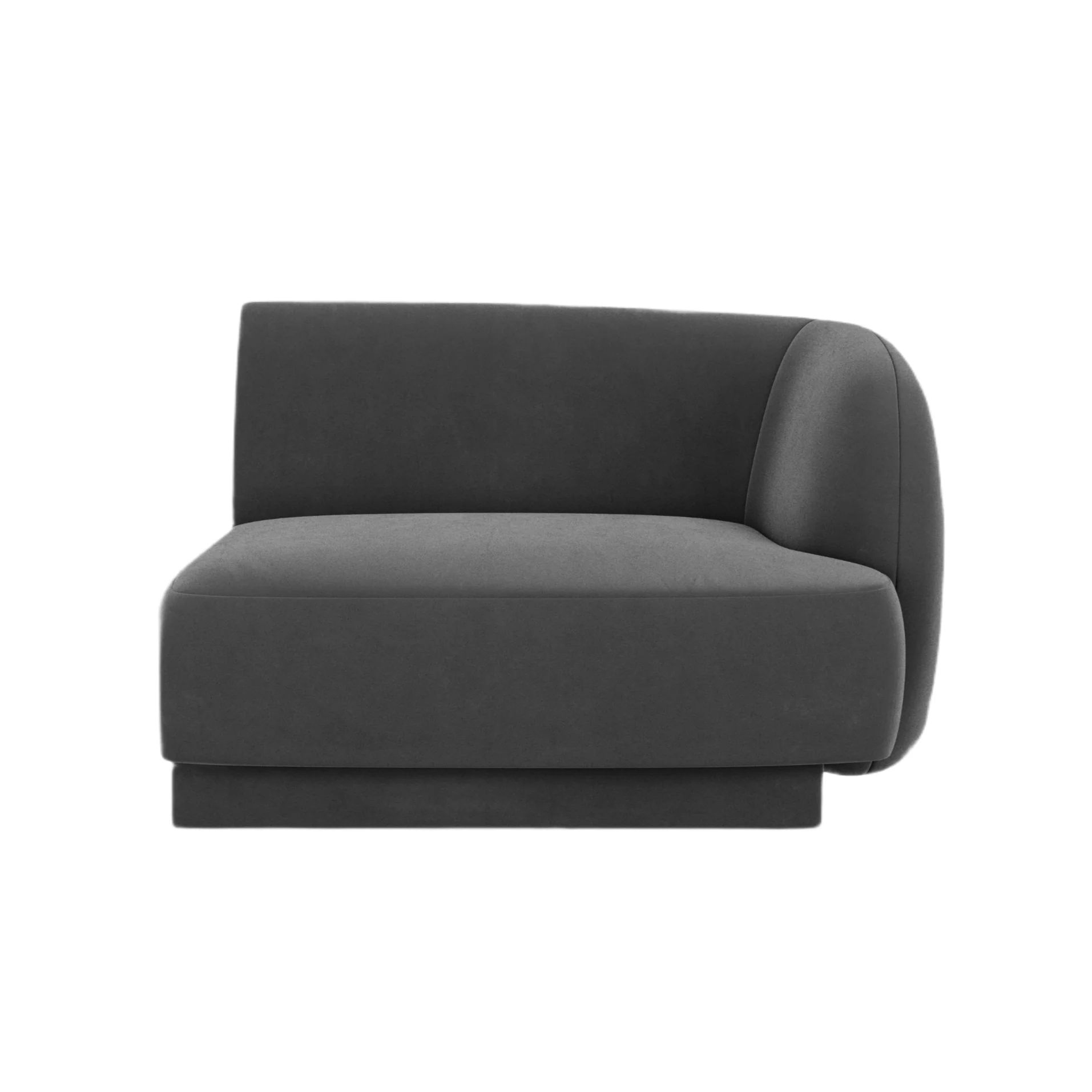 Sofa modułowa aksamitna MILEY - moduł prawostronny szary
