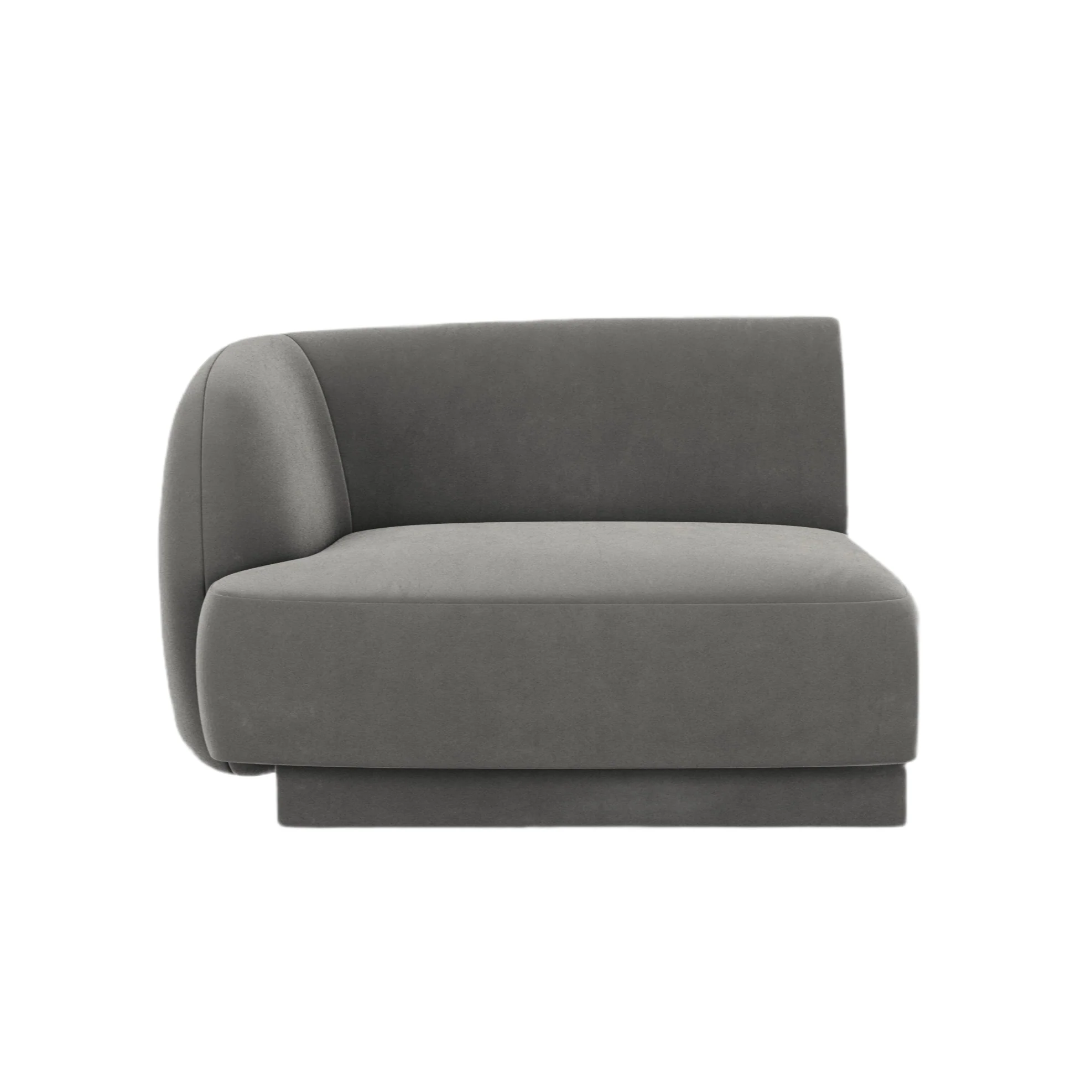 Sofa modułowa aksamitna MILEY - moduł lewostronny jasnoszary